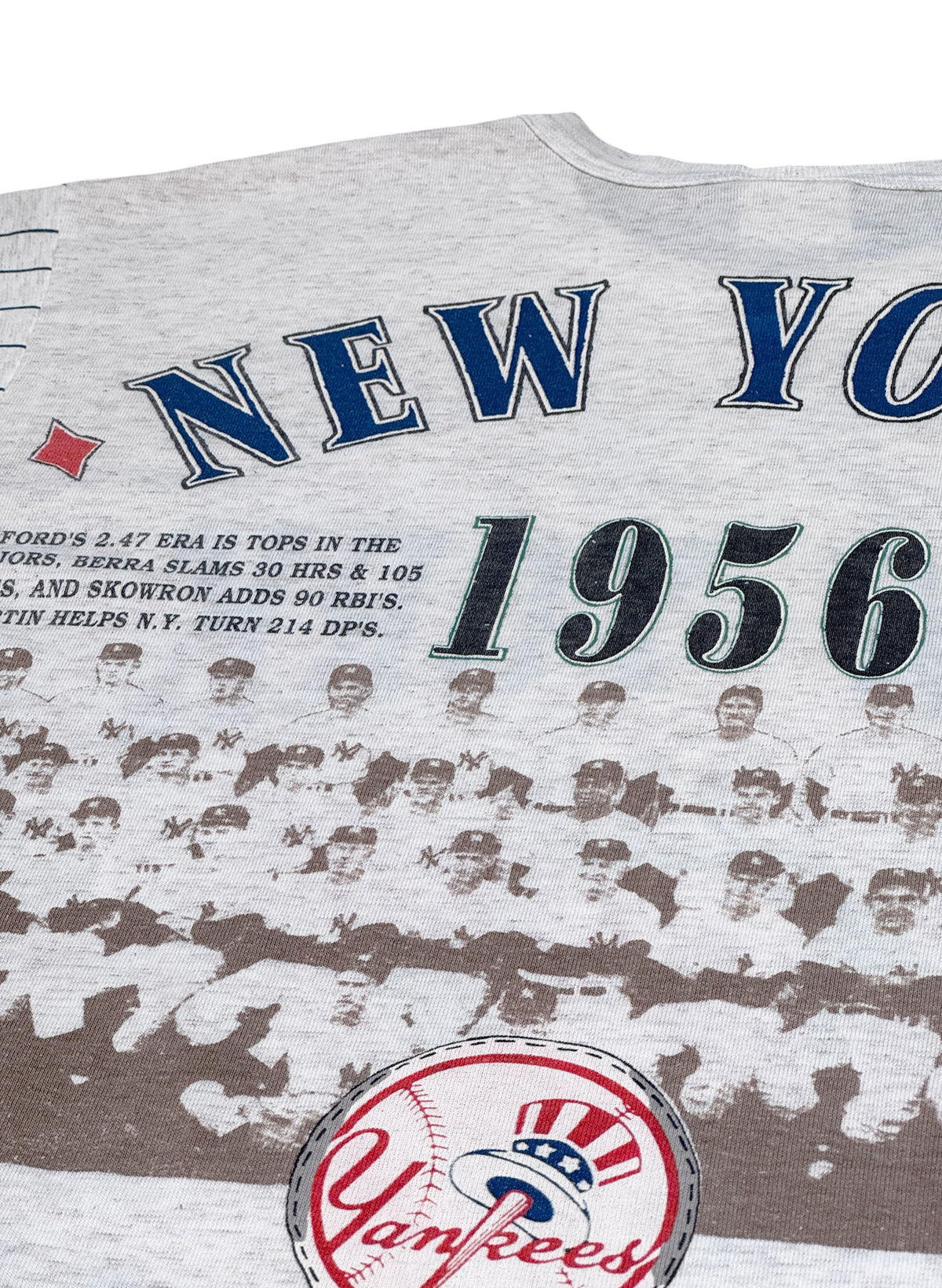 (SUP-854) MLB 1956 NEW YORK YANKEES 3/4 SLEEVE TEE (L) - MADE IN U.S.A.