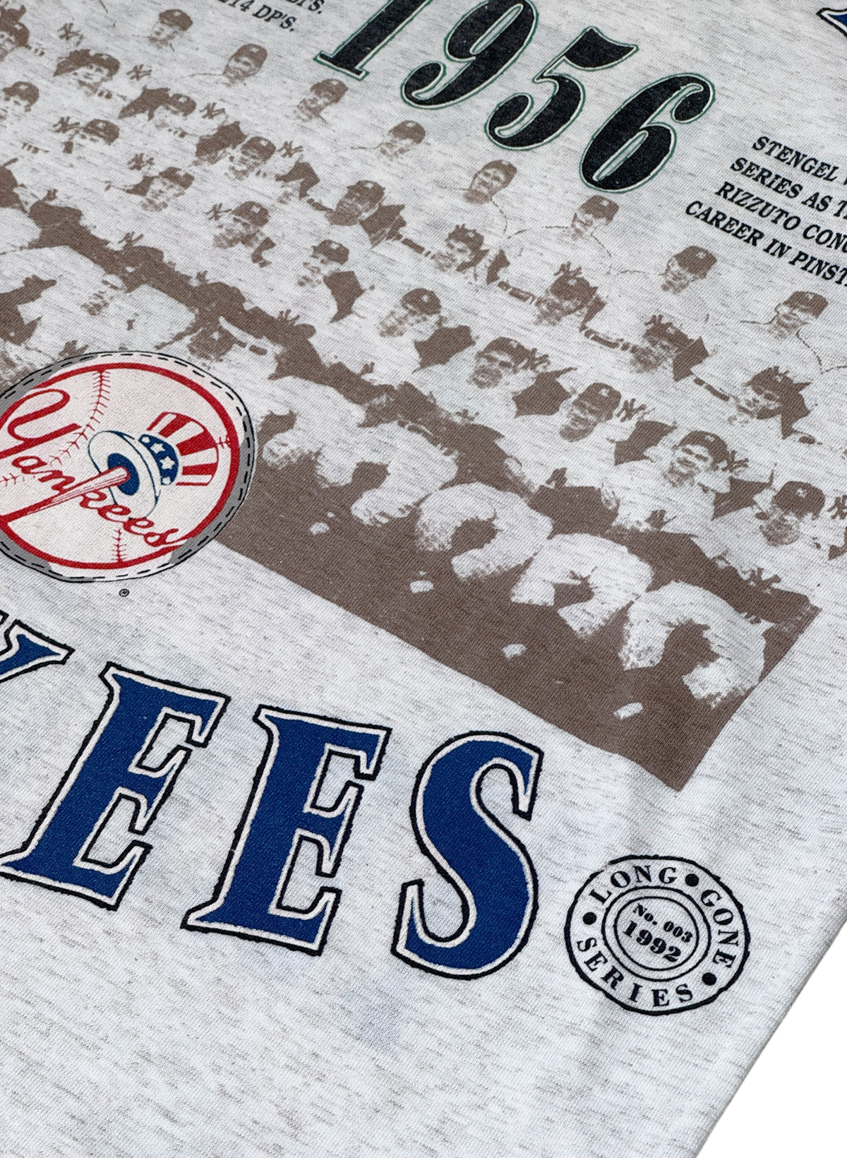 (SUP-854) MLB 1956 NEW YORK YANKEES 3/4 SLEEVE TEE (L) - MADE IN U.S.A.