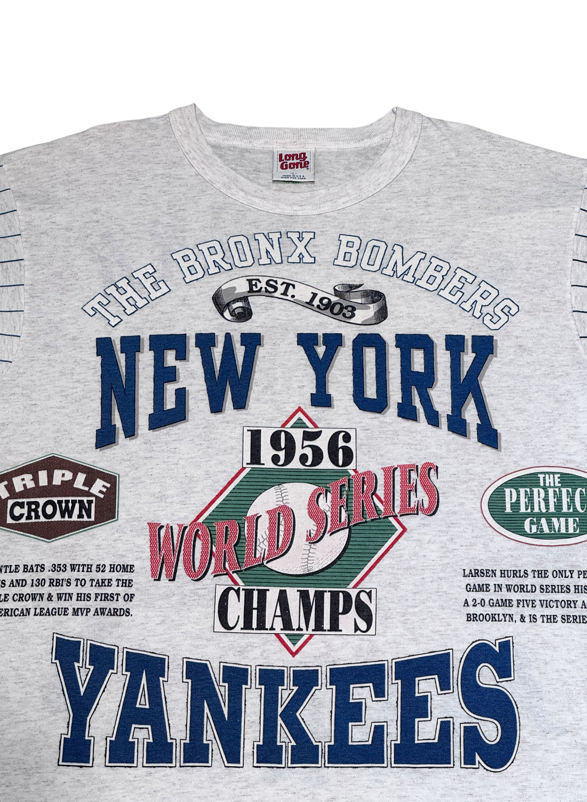 (SUP-854) MLB 1956 NEW YORK YANKEES 3/4 SLEEVE TEE (L) - MADE IN U.S.A.
