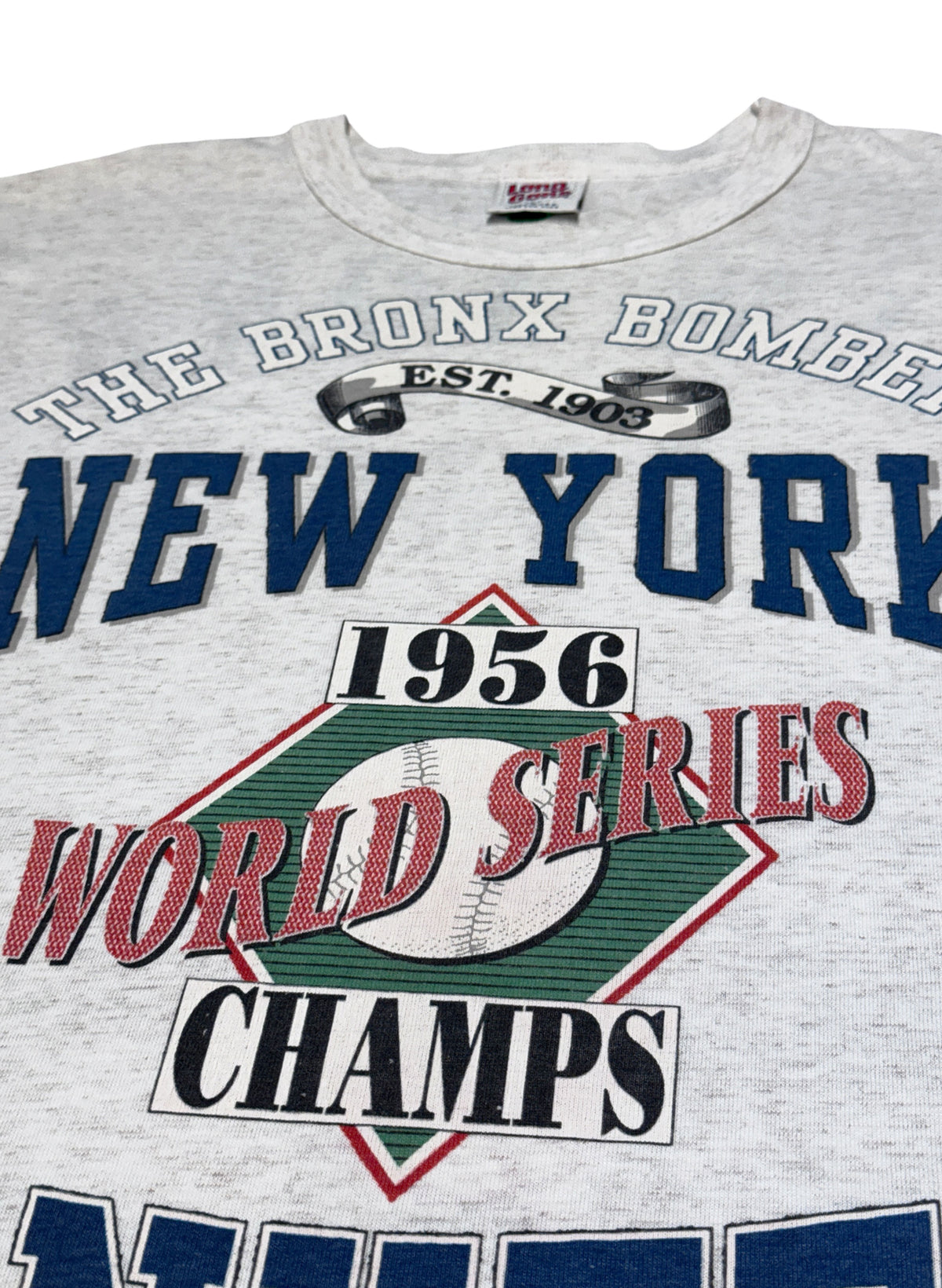 (SUP-854) MLB 1956 NEW YORK YANKEES 3/4 SLEEVE TEE (L) - MADE IN U.S.A.