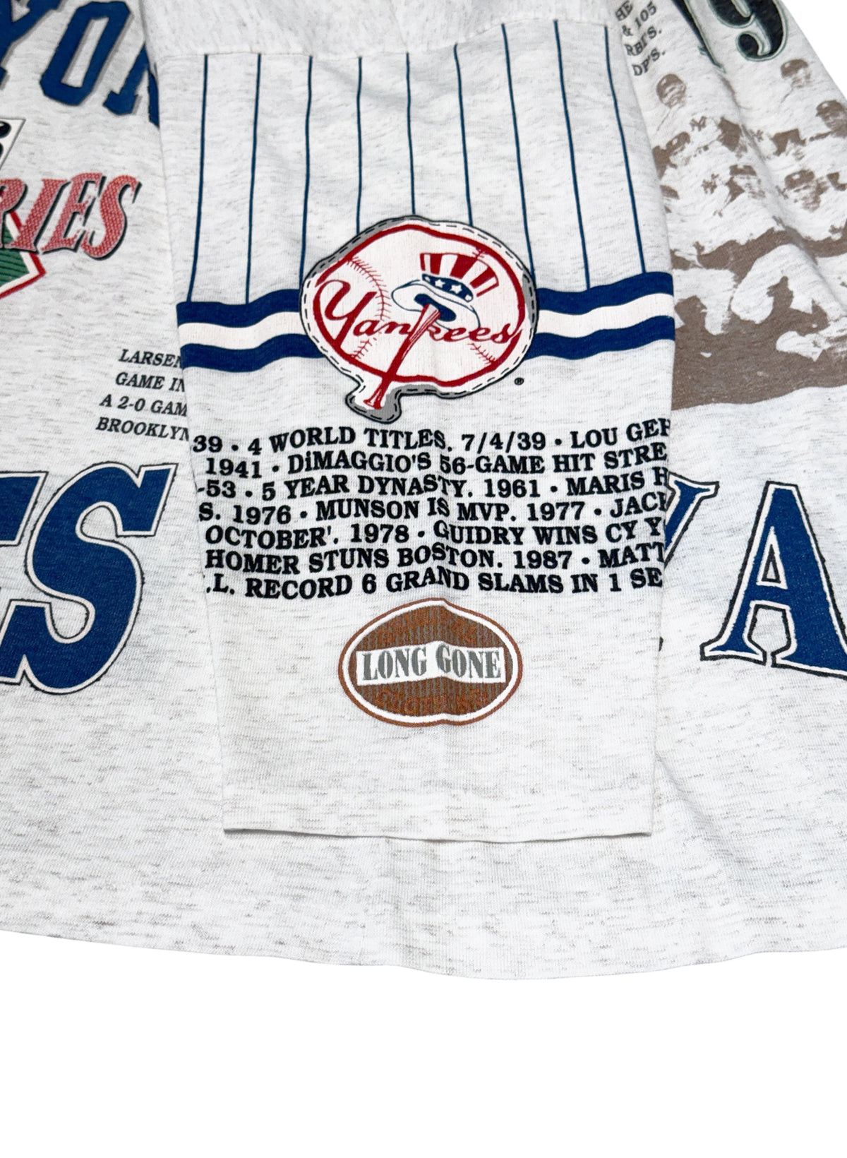 (SUP-854) MLB 1956 NEW YORK YANKEES 3/4 SLEEVE TEE (L) - MADE IN U.S.A.