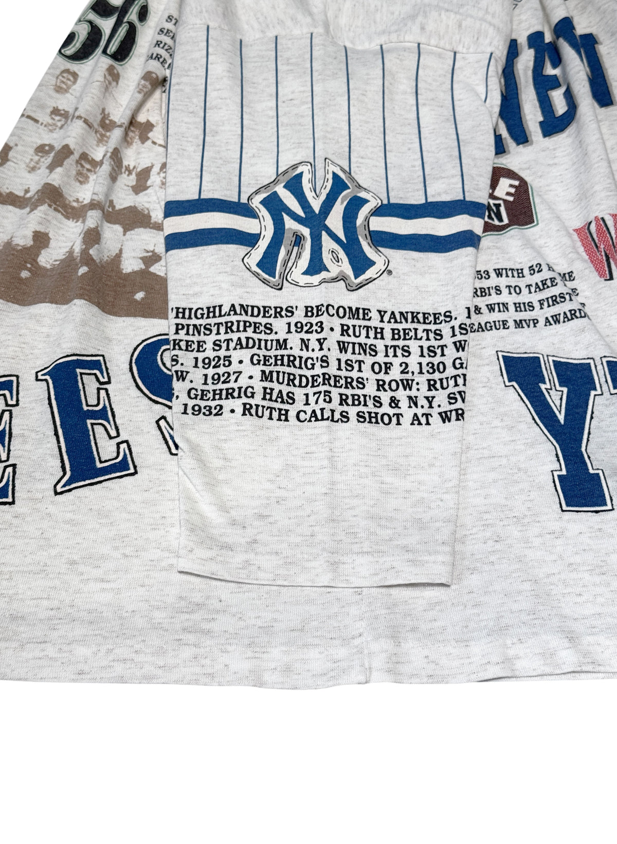 (SUP-854) MLB 1956 NEW YORK YANKEES 3/4 SLEEVE TEE (L) - MADE IN U.S.A.
