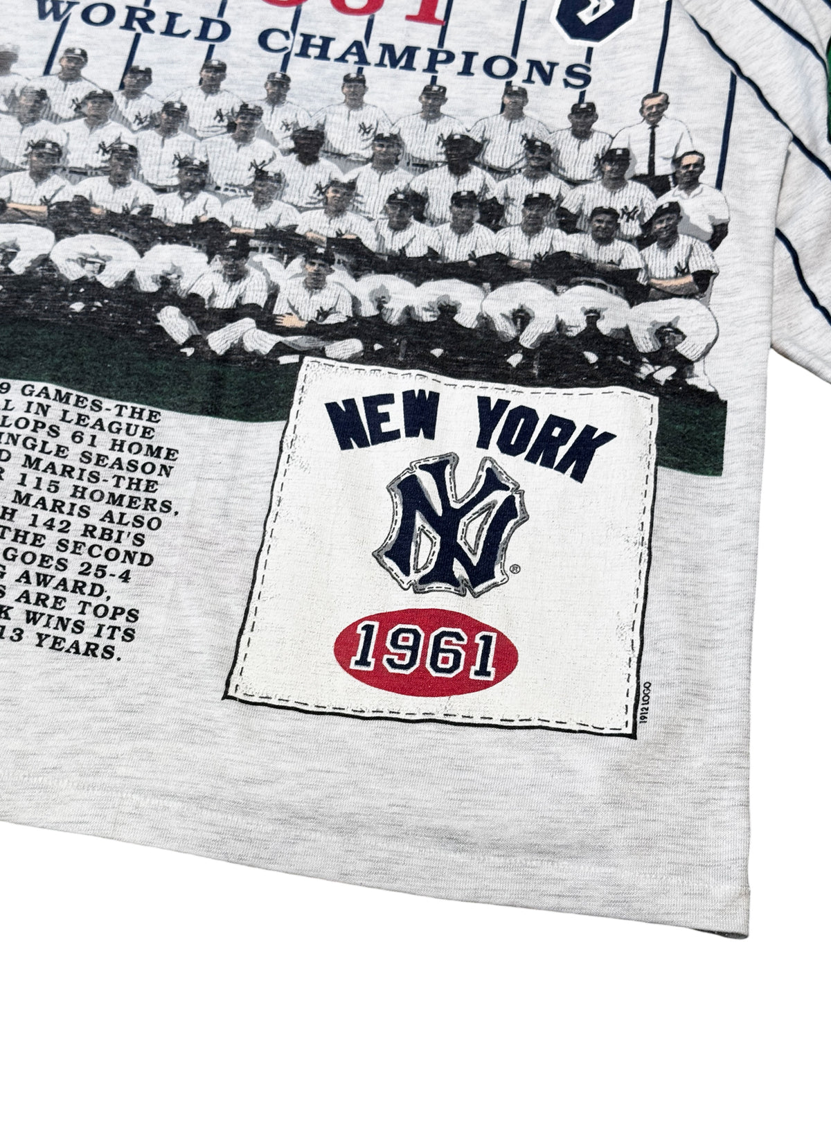 (SUP-853) MLB 1961 NEW YORK YANKEES 3/4 SLEEVE TEE (L) - MADE IN U.S.A.