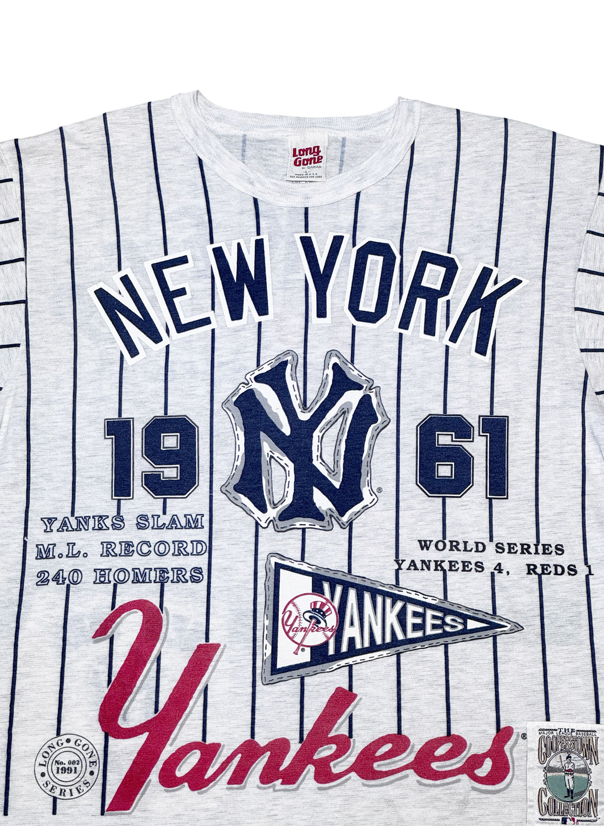 (SUP-853) MLB 1961 NEW YORK YANKEES 3/4 SLEEVE TEE (L) - MADE IN U.S.A.