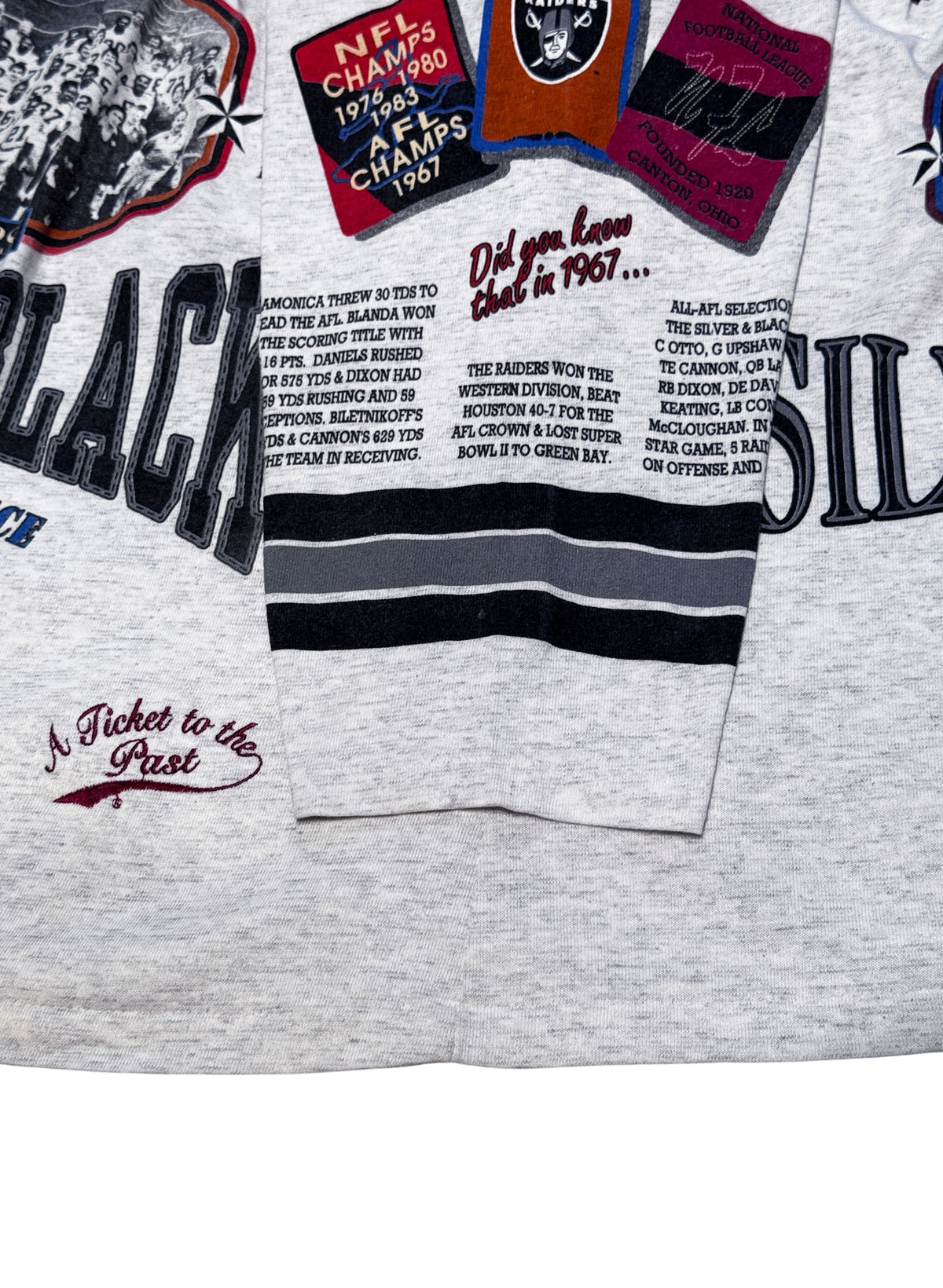 (SUP-857) NFL 1980 "RAIDERS" 3/4 SLEEVE TEE (XL) - MADE IN U.S.A.