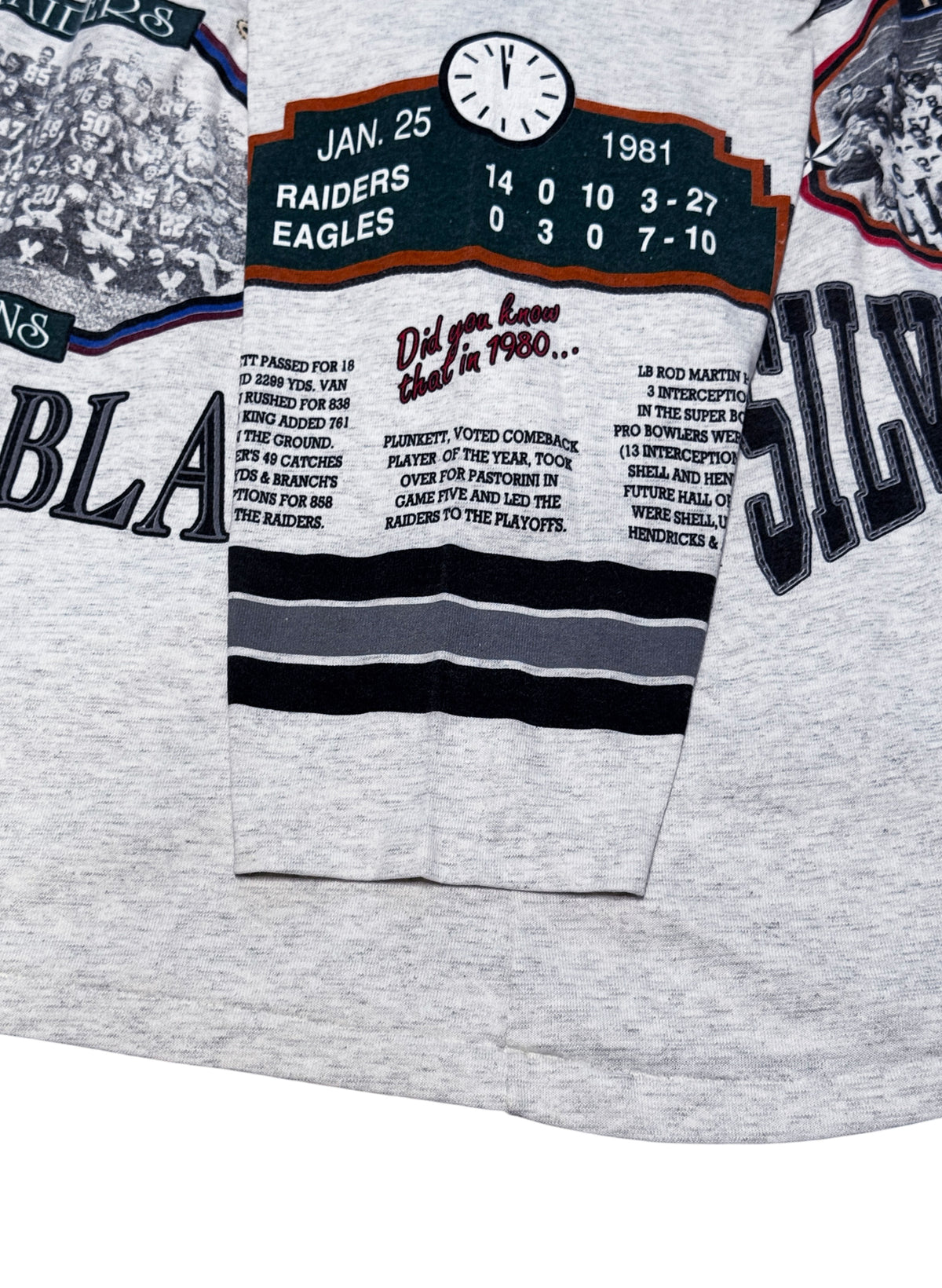 (SUP-857) NFL 1980 "RAIDERS" 3/4 SLEEVE TEE (XL) - MADE IN U.S.A.