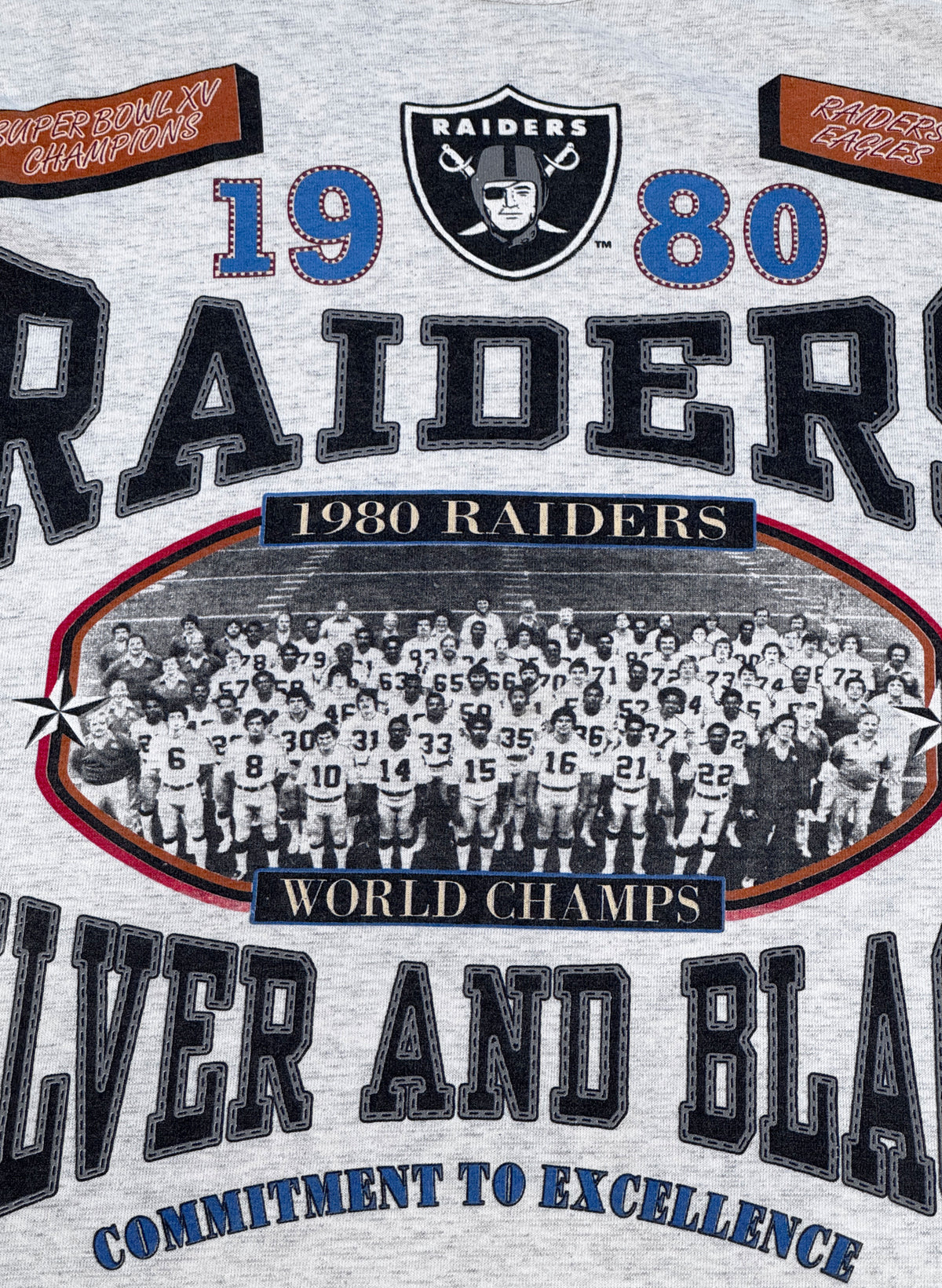 (SUP-857) NFL 1980 "RAIDERS" 3/4 SLEEVE TEE (XL) - MADE IN U.S.A.