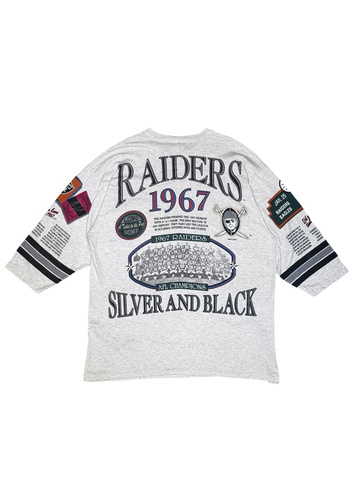 (SUP-857) NFL 1980 "RAIDERS" 3/4 SLEEVE TEE (XL) - MADE IN U.S.A.