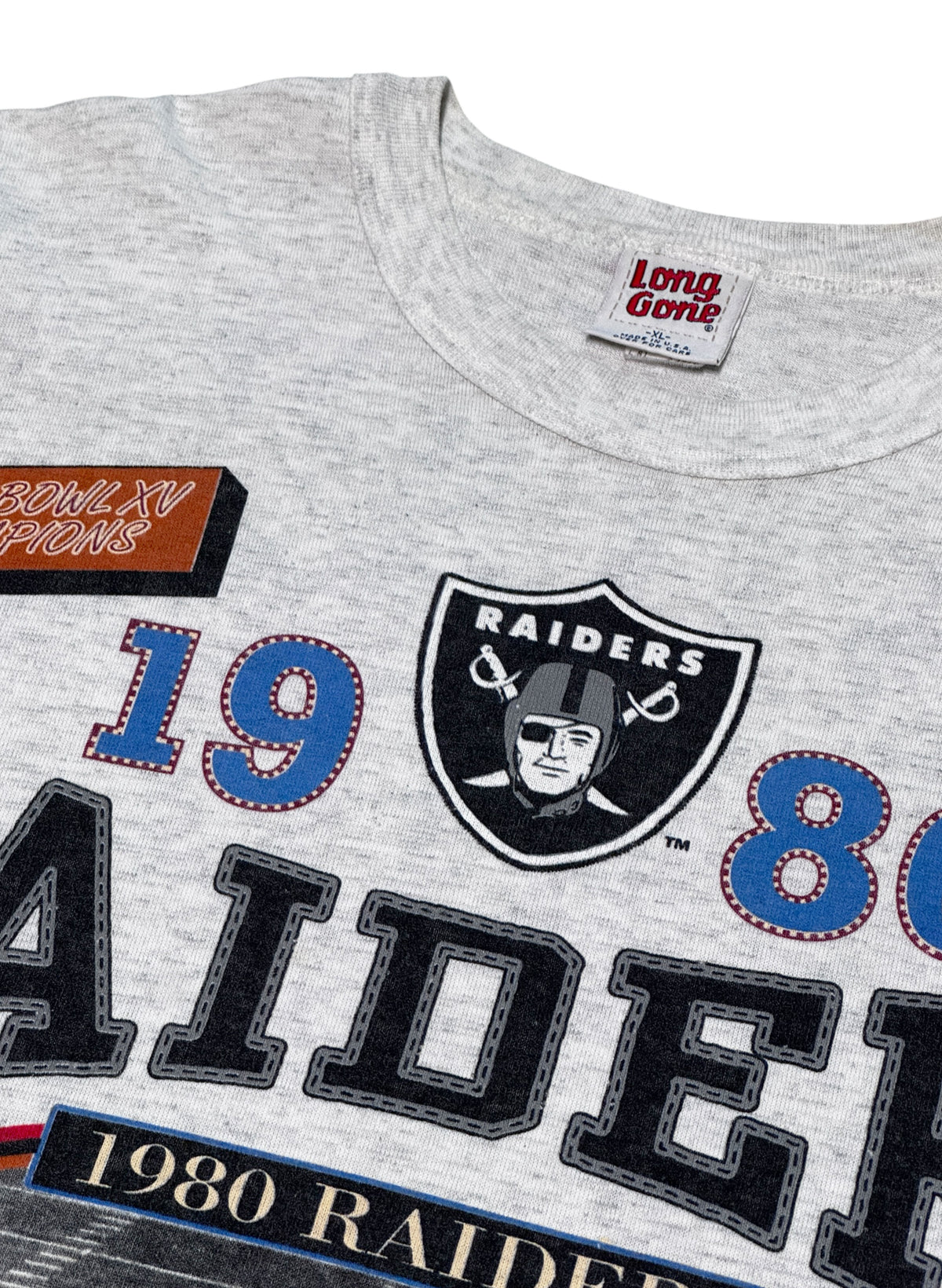(SUP-857) NFL 1980 "RAIDERS" 3/4 SLEEVE TEE (XL) - MADE IN U.S.A.