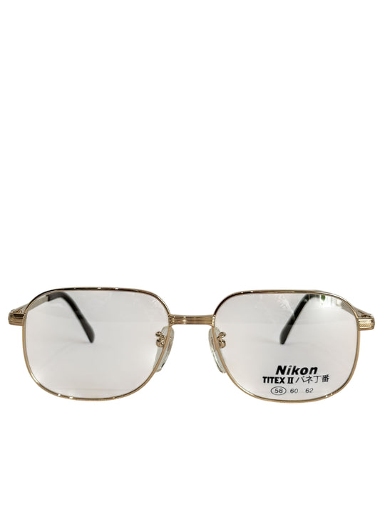 (SUP-558) 90s VINTAGE GOLD FRAME GLASSES Nikon TITEX Ⅱ Ti-P