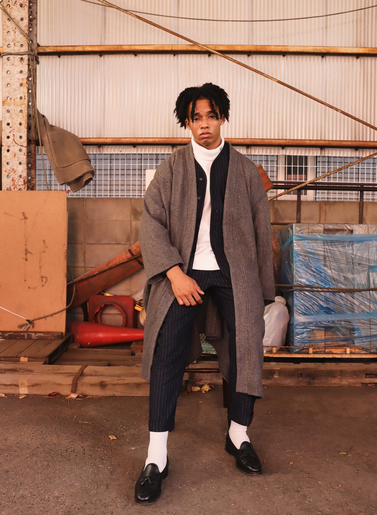 WOODBLOCK x Ichiryu made CUSTOMIZED WOOL BLANKET GOWN COAT  (WB-25AW-011)