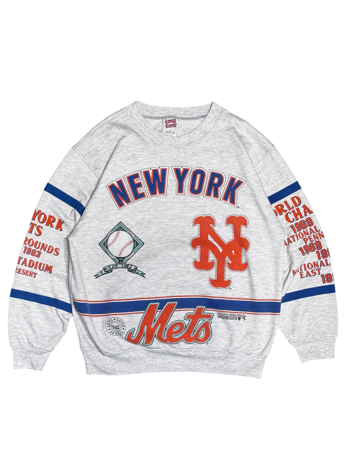 (SUP-882) MLB 1969 NEW YORK METS CREW NECK SWEAT - L - MADE IN U.S.A.