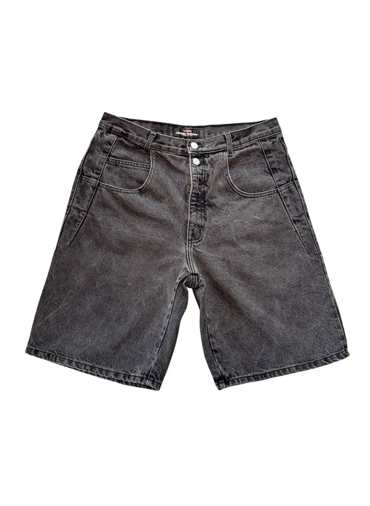 (SUP-403) 90s GUESS "BLACK FADE" DENIM SHORTS - MADE IN U.S.A.  (w34)