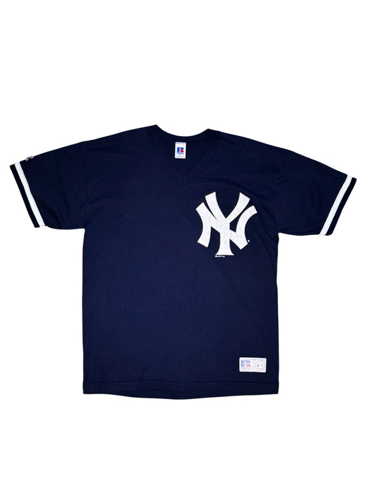 (SUP-815) RUSSELL ATHLETIC MLB 1996 NEW YORK YANKEES V-NECK TEE - MADE IN U.S.A.