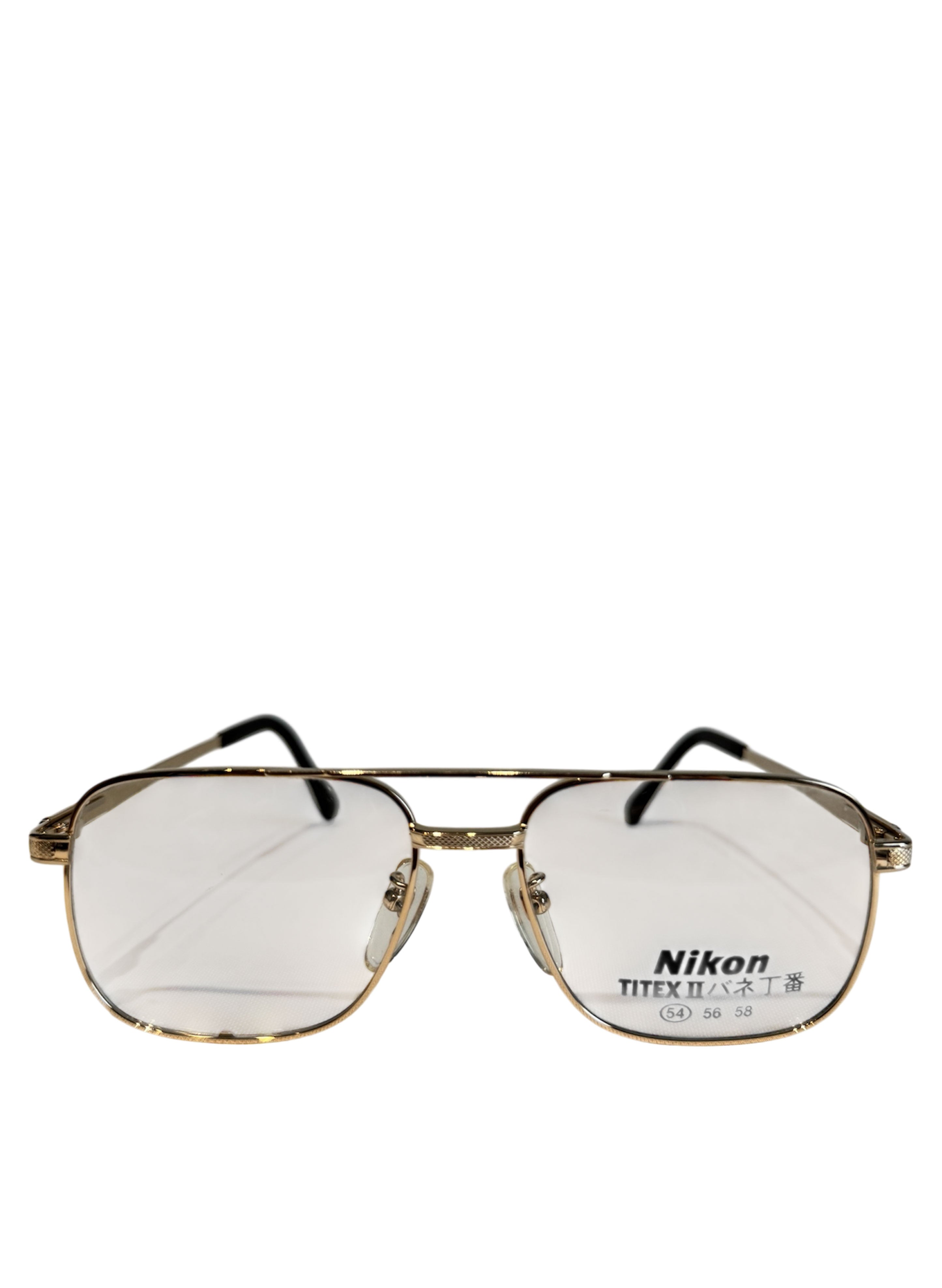 (SUP-417) 90s VINTAGE TWO BRIDGE GOLD FRAME GLASSES Nikon TITEX Ⅱ Ti-P ...