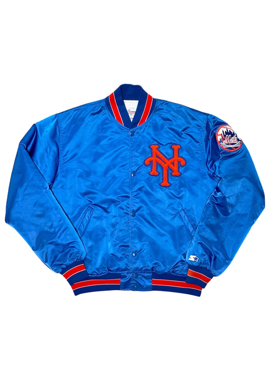 (SUP-876) STARTER NEW YORK METS "DAMAGE" NYLON STADIUM JACKET - L - MADE IN U.S.A.
