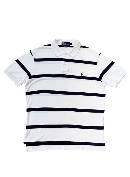 (SUP-700) Polo Ralph Lauren BORDER POLO SHIRT - WHITE/BURGUNDY/NAVY