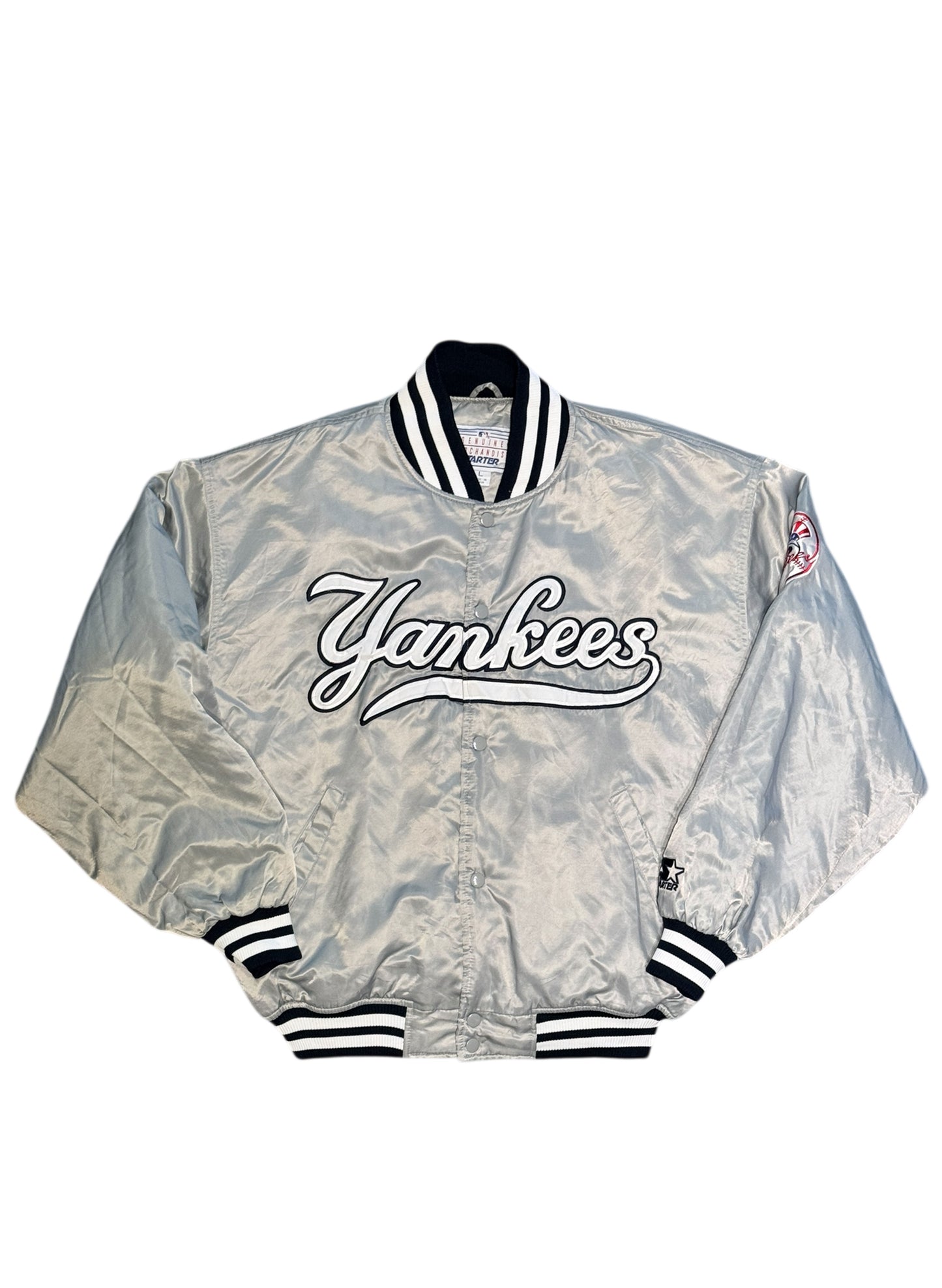 (SUP-553) STARTER NEW YORK YANKEES QUILTING STADIUM JACKET - GREY - L