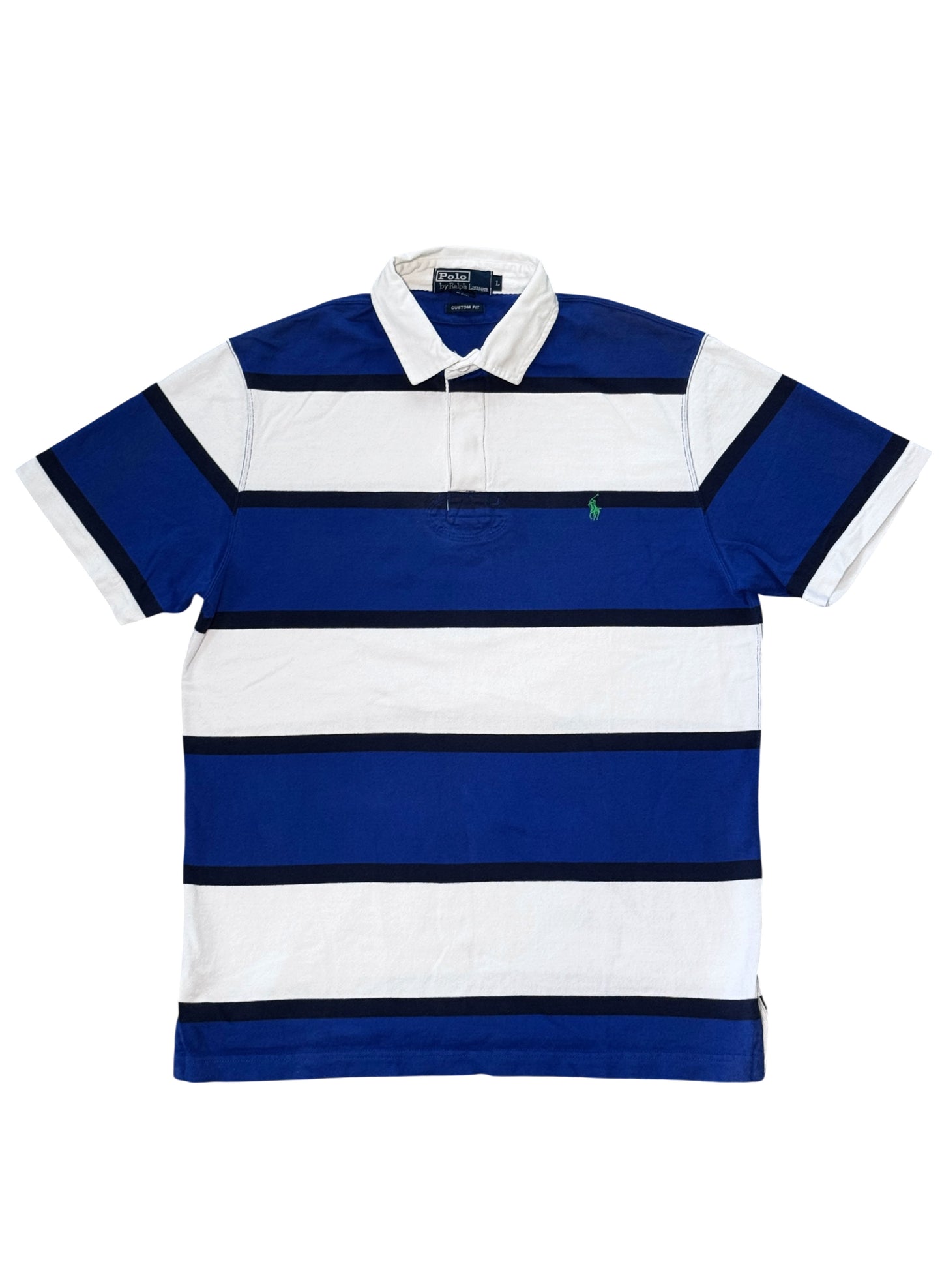 (SUP-703) Polo Ralph Lauren RUGBY SHIRT - WHITE/BLUE/NAVY