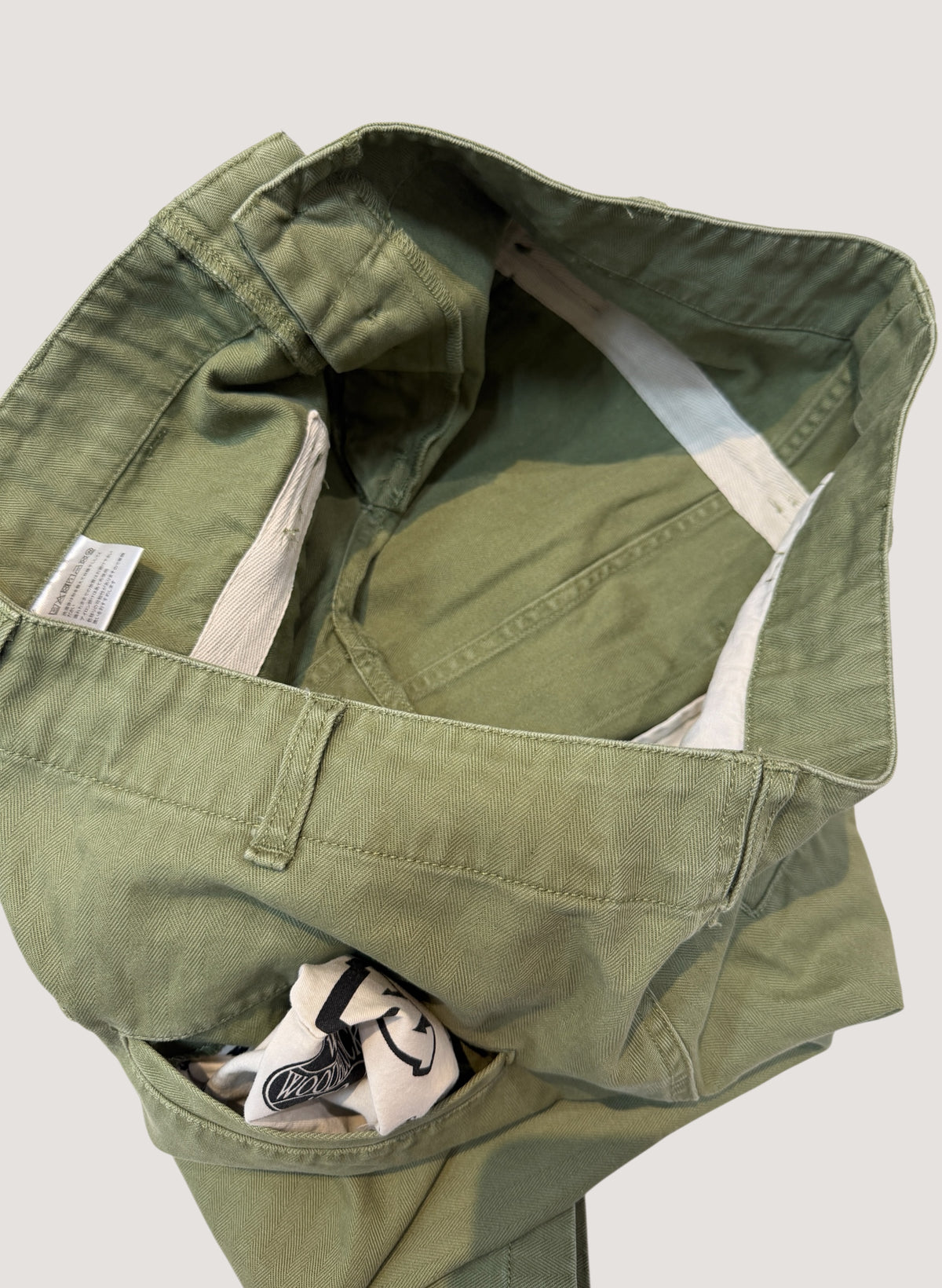 WOODBLOCK W-44 HERRINGBONE CARGO SHORTS OLIVE (WB-26SS-023)