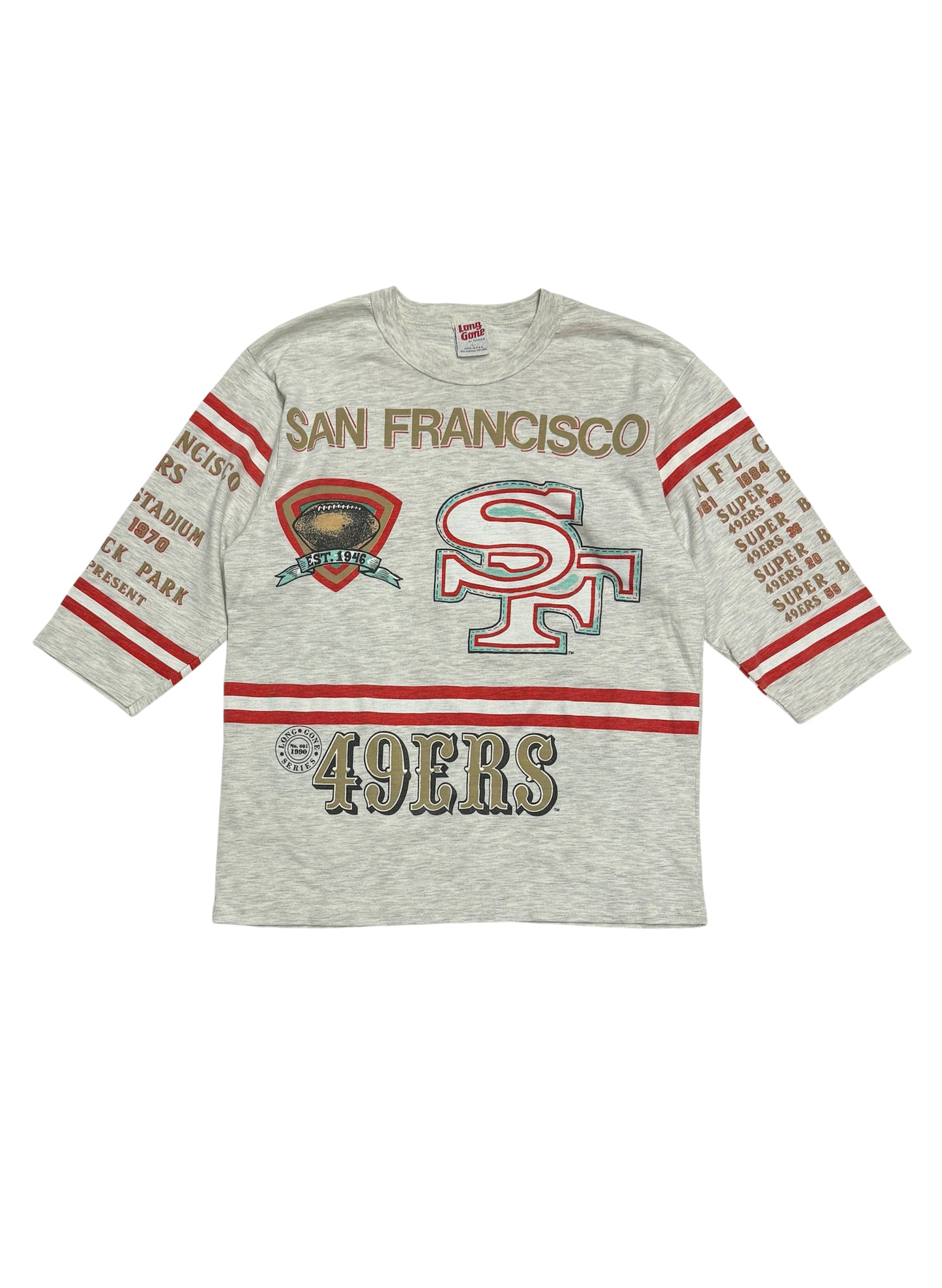 (UD-225) LONG GONE  7分丈 T-SHIRT SAN FRANCISCO 49ERS - MADE IN U.S.A.