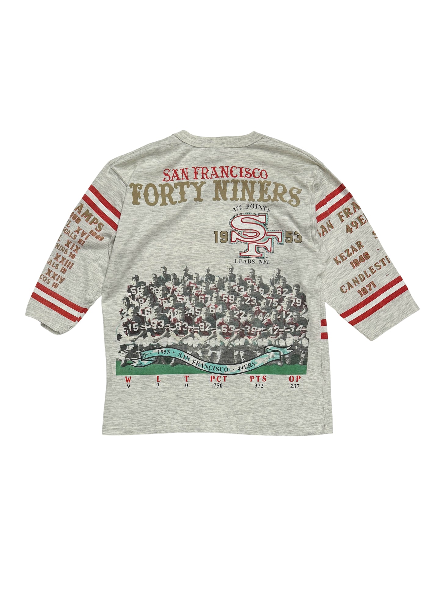 (UD-225) LONG GONE  7分丈 T-SHIRT SAN FRANCISCO 49ERS - MADE IN U.S.A.