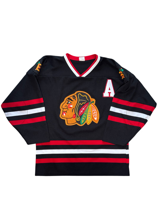 (SUP-791) NHL CHICAGO BLACKHAWKS MESH HOCKEY SHIRT "24" - M - MADE IN CANADA