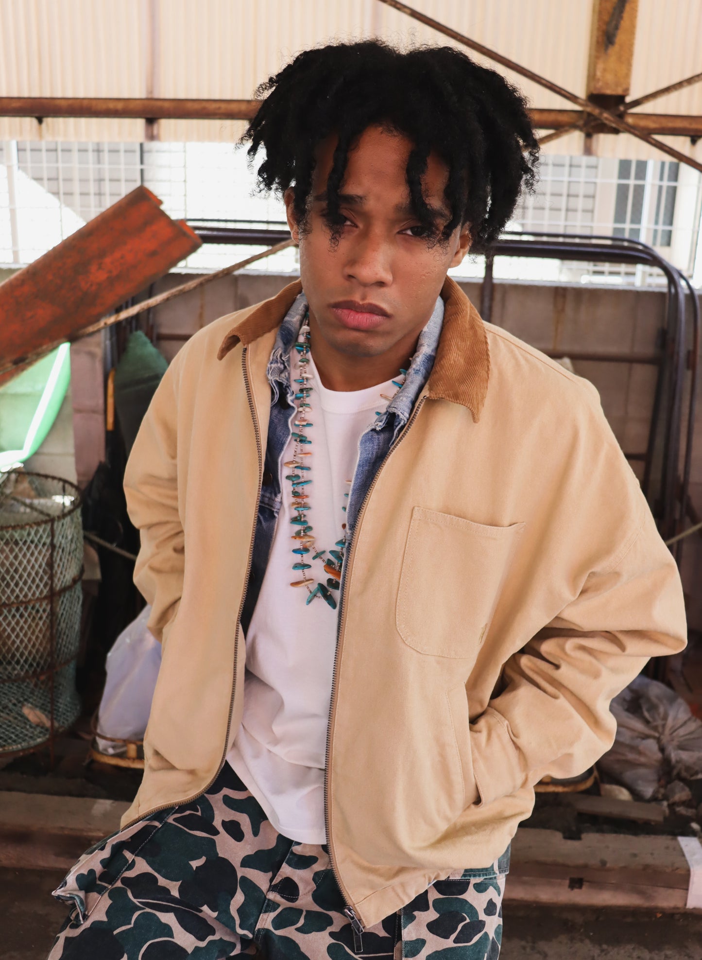 WOODBLOCK WIDE SLEEVE DUCK JACKET BEIGE (WB-26SS-003)