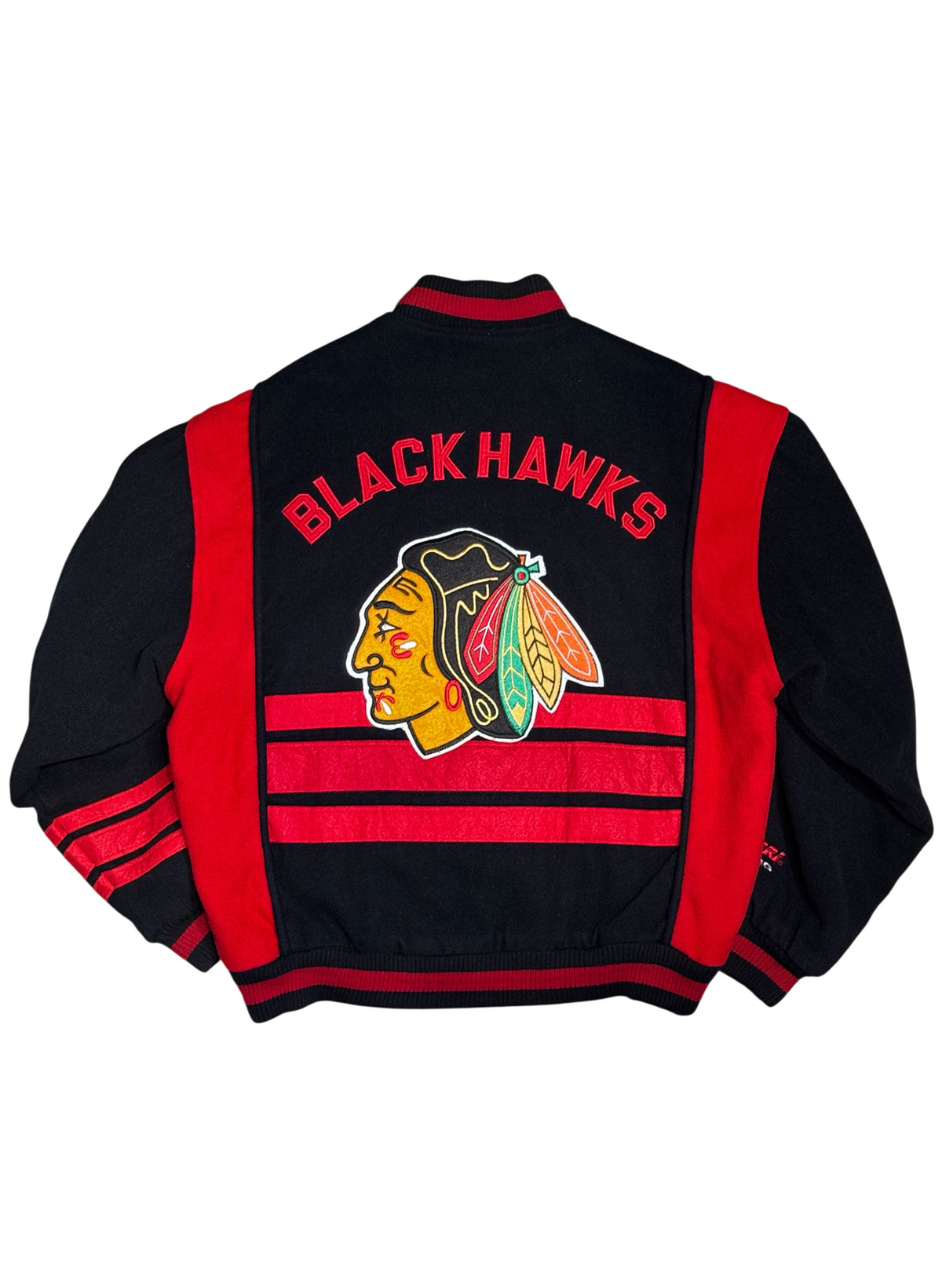 (SUP-880) NHL CHICAGO BLACKHAWKS MELTON STADIUM JACKET - M
