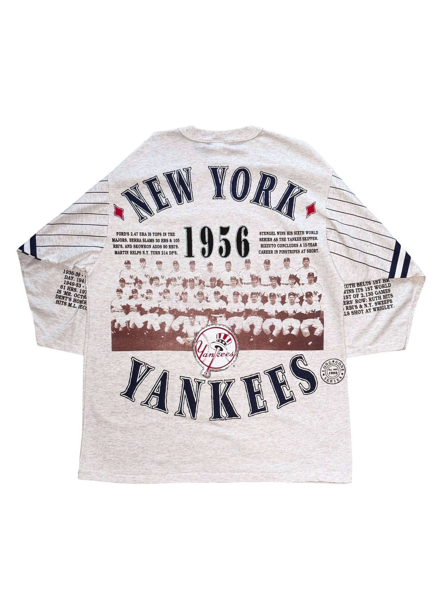 (SUP-759) DEADSTOCK MLB 1956 NEW YORK YANKEES 3/4 SLEEVE TEE - MADE IN U.S.A.