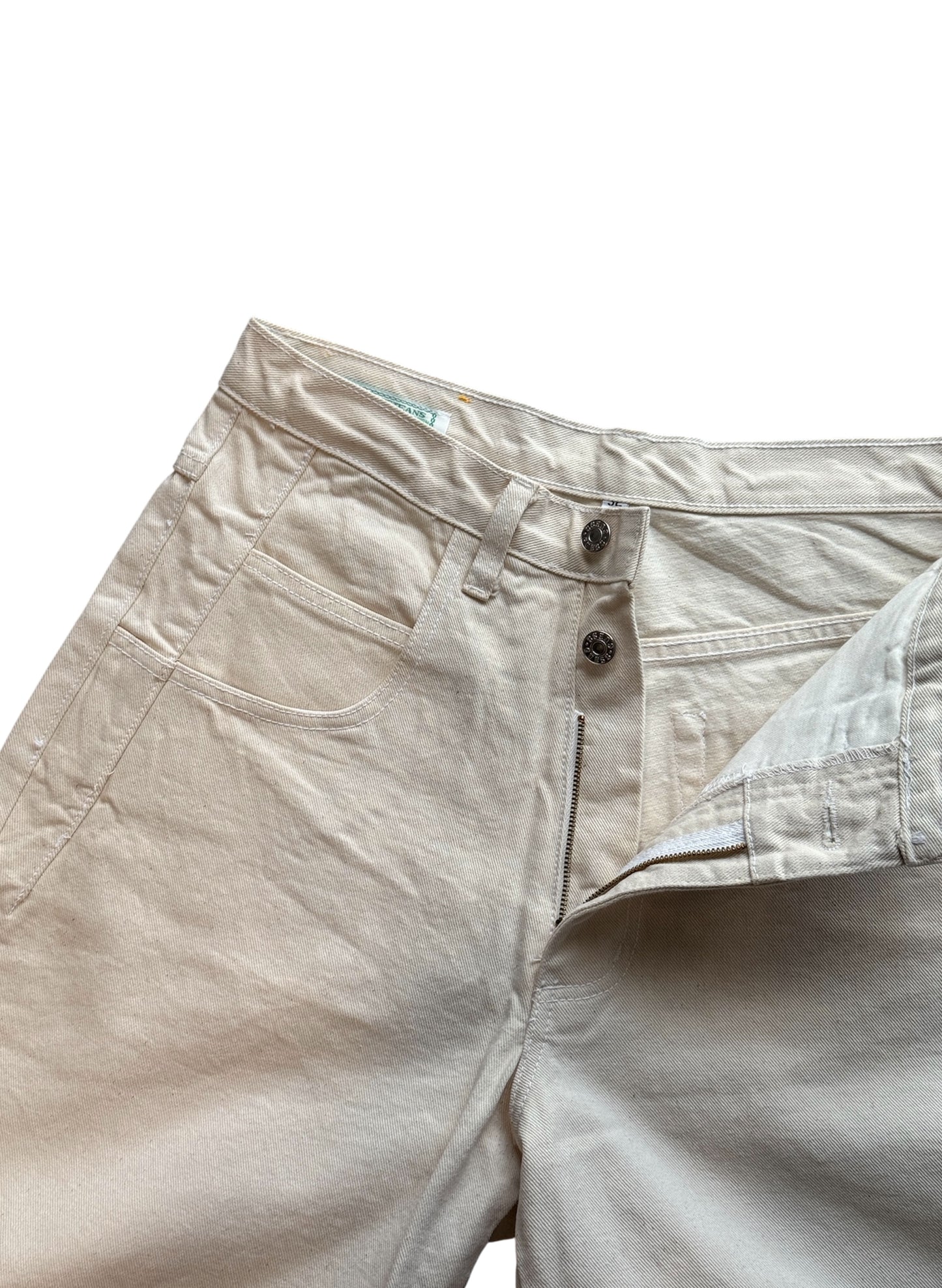 (SUP-385) DEADSTOCK GUESS DENIM JORTS "NATURAL" - MADE IN U.S.A. (w32)