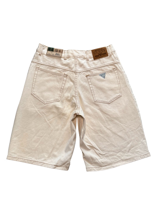 (SUP-386) DEADSTOCK GUESS DENIM JORTS "NATURAL" MADE IN U.S.A. (w34)