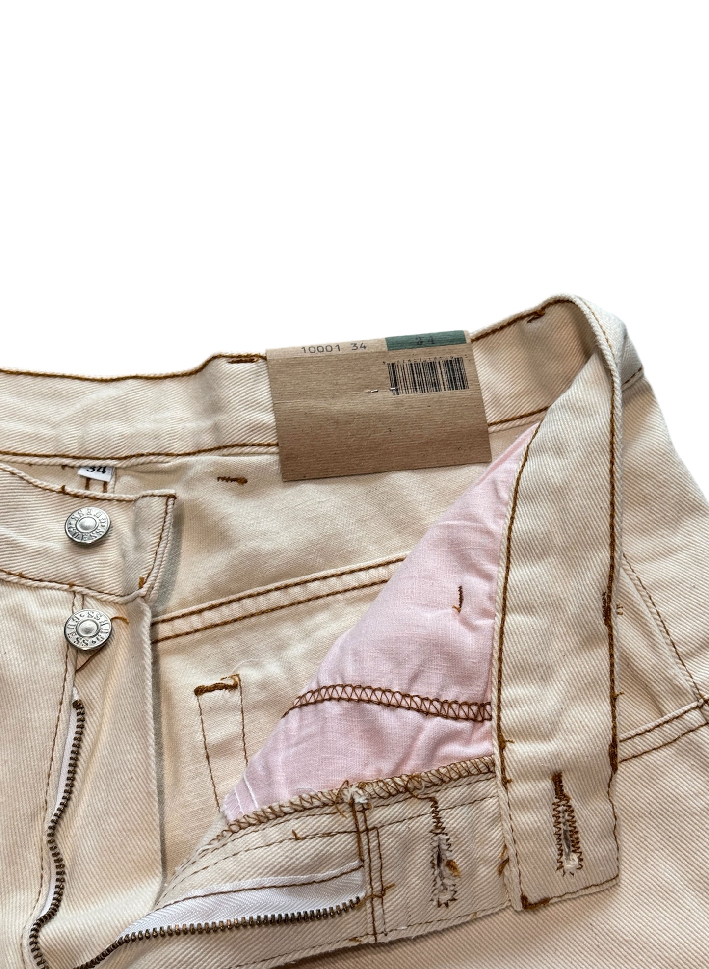 (SUP-386) DEADSTOCK GUESS DENIM JORTS "NATURAL" MADE IN U.S.A. (w34)