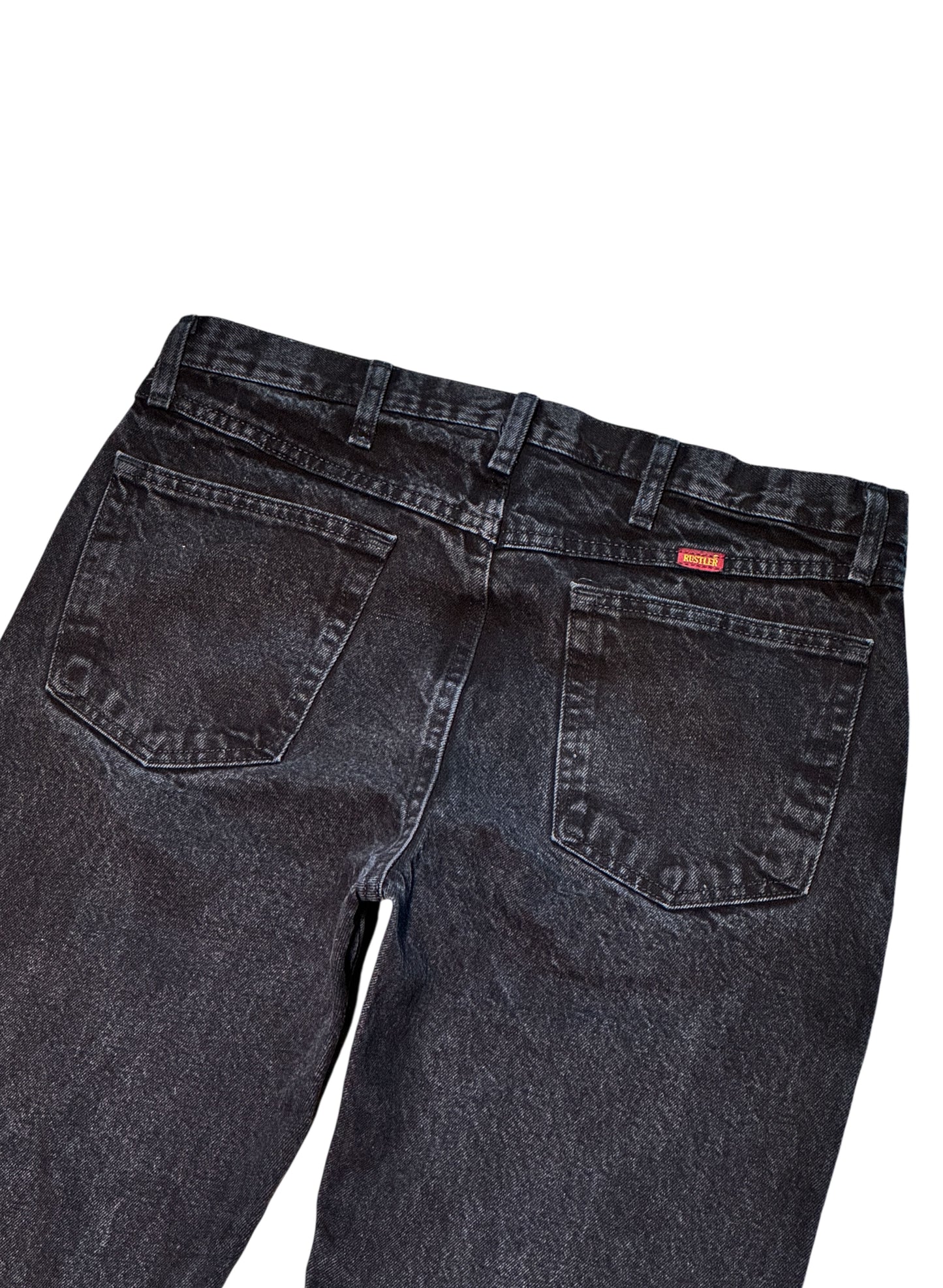 (SUP-491) RUSTLER BLACK DENIM - W34 x L30 - MADE IN MEXICO