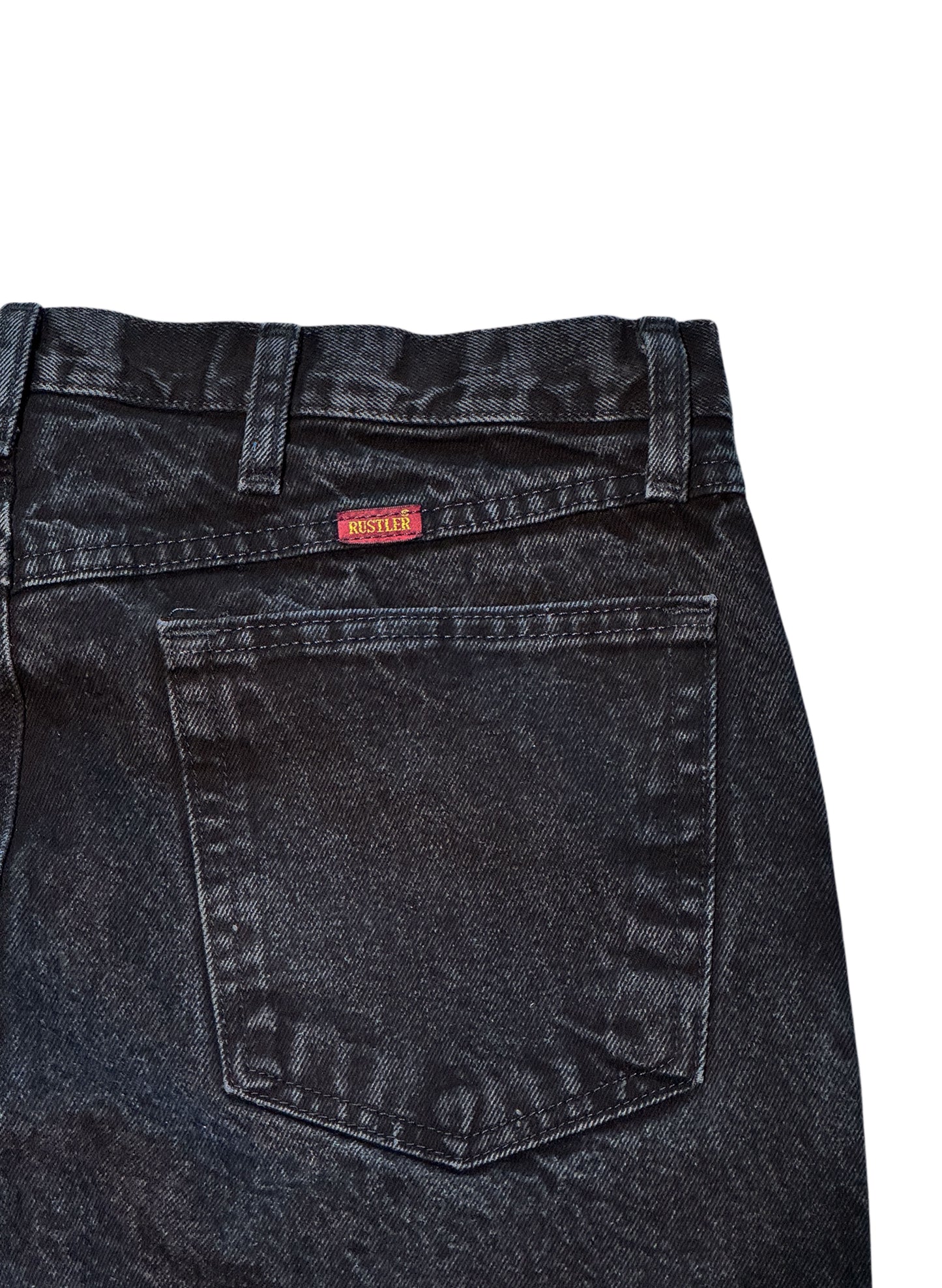 (SUP-491) RUSTLER BLACK DENIM - W34 x L30 - MADE IN MEXICO