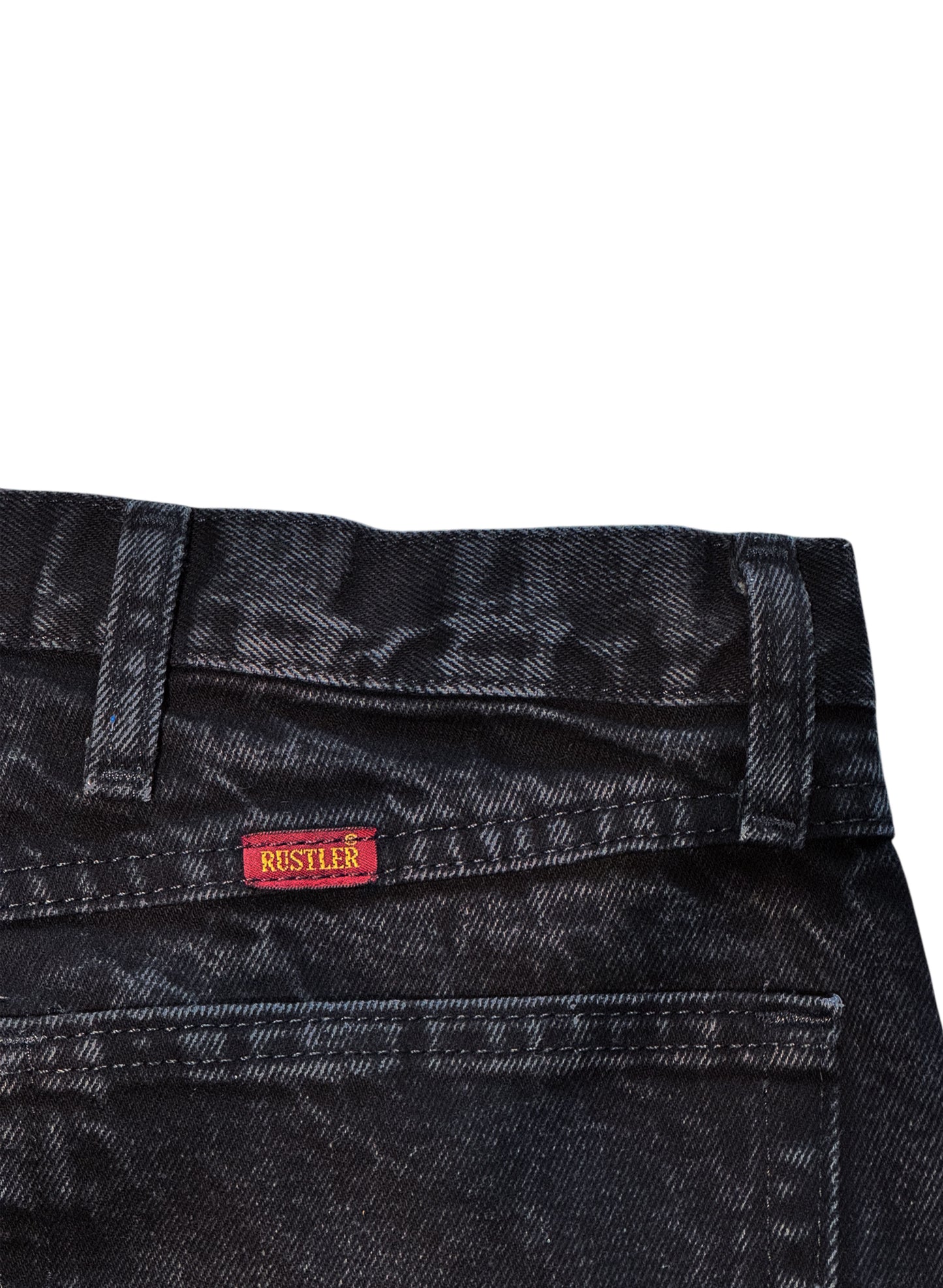 (SUP-491) RUSTLER BLACK DENIM - W34 x L30 - MADE IN MEXICO