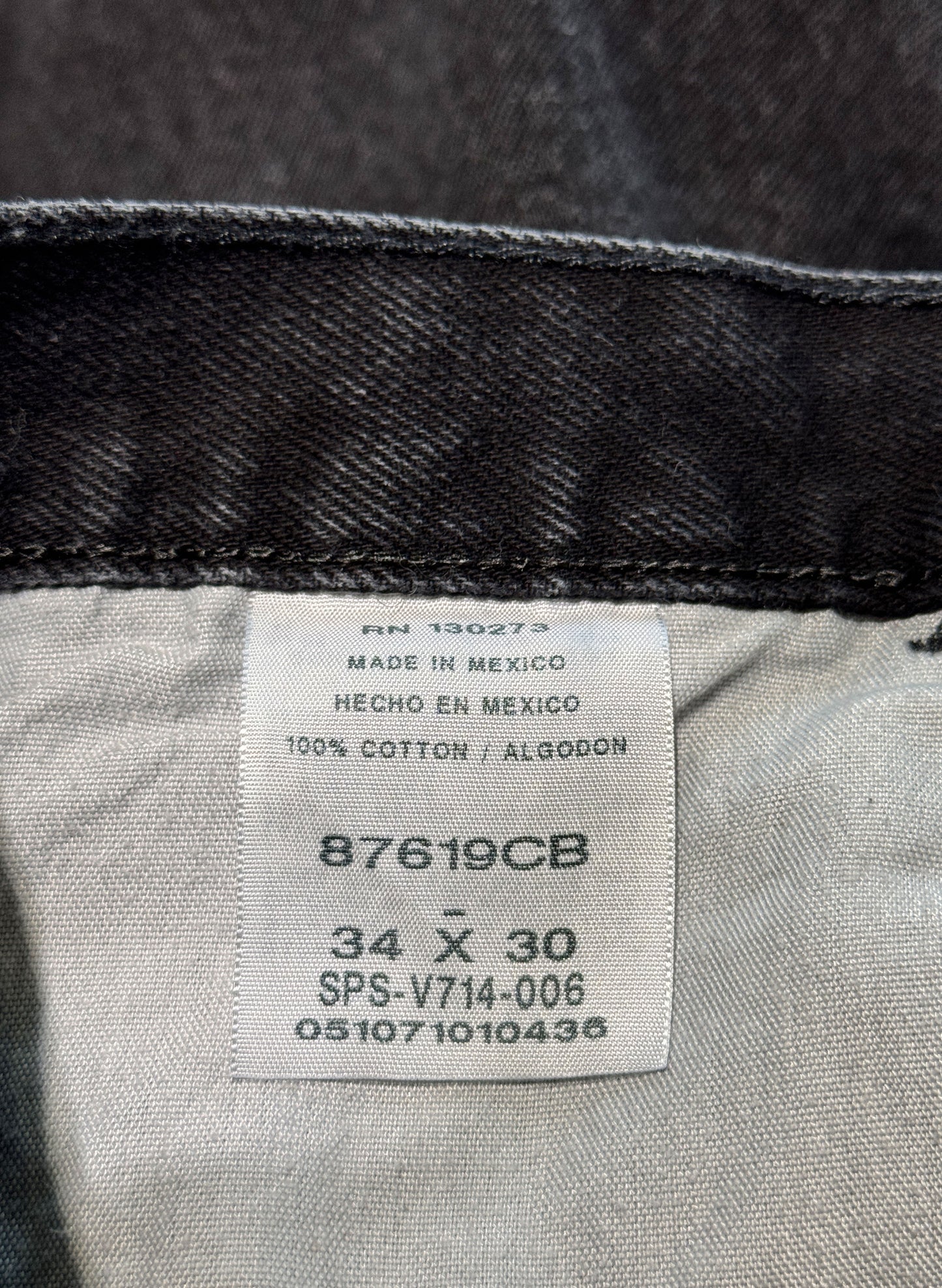 (SUP-491) RUSTLER BLACK DENIM - W34 x L30 - MADE IN MEXICO