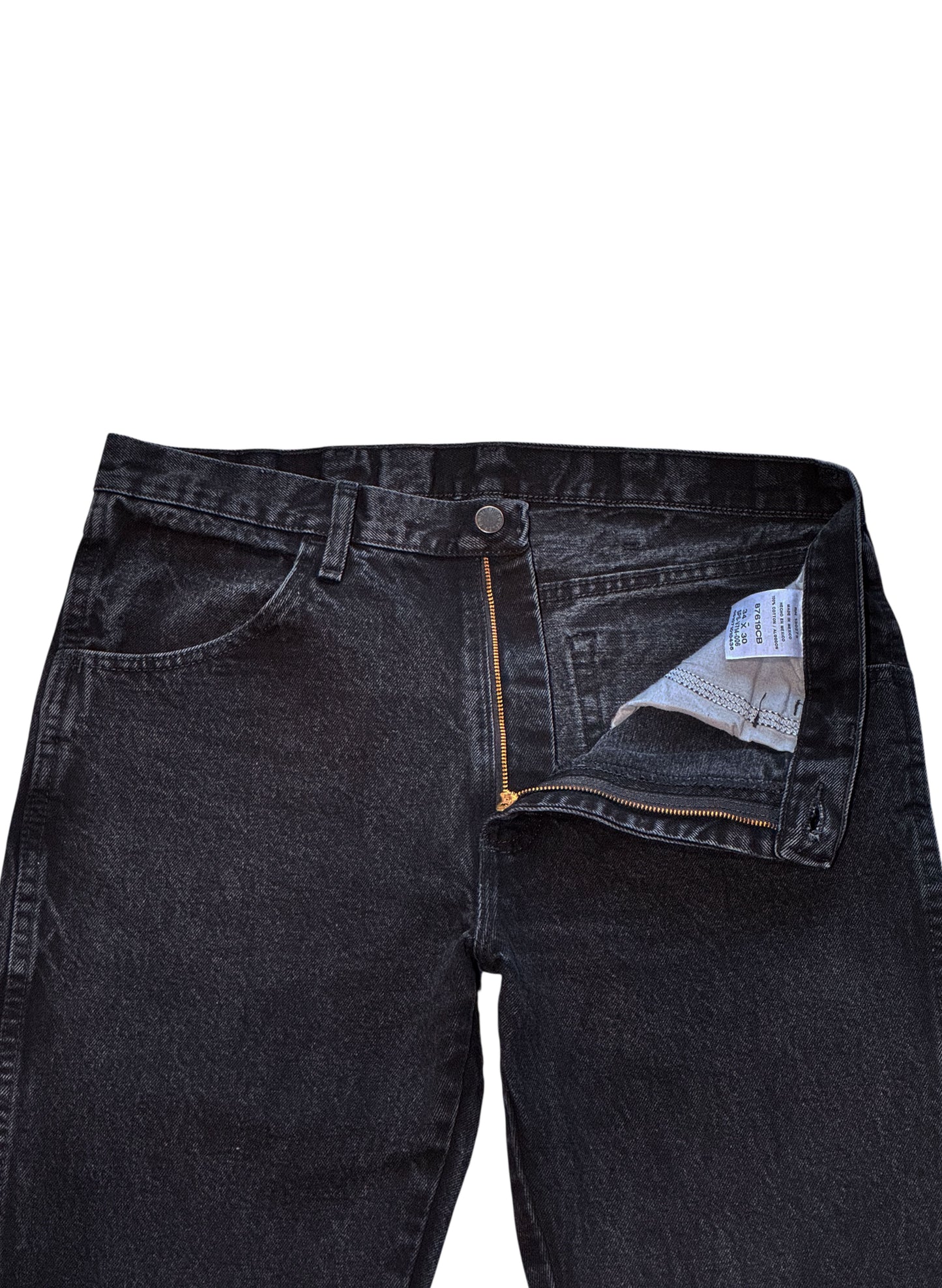 (SUP-491) RUSTLER BLACK DENIM - W34 x L30 - MADE IN MEXICO