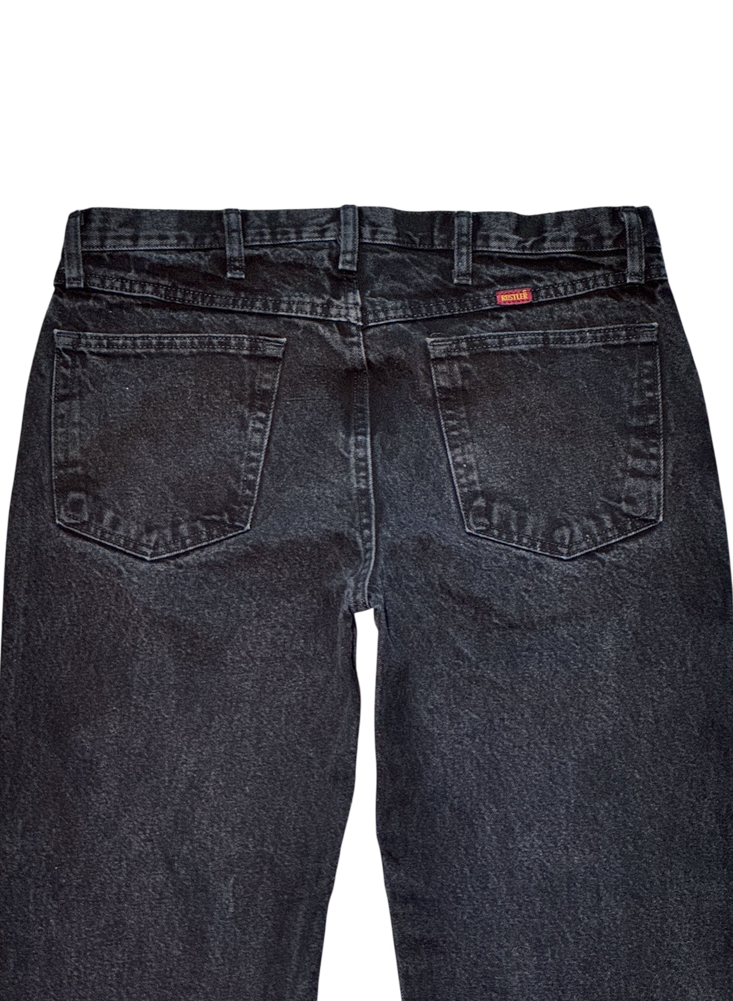 (SUP-491) RUSTLER BLACK DENIM - W34 x L30 - MADE IN MEXICO