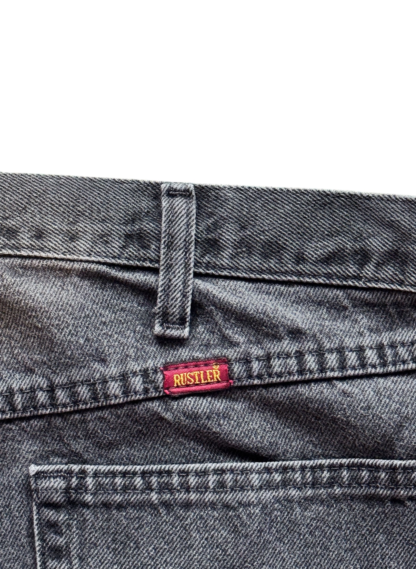 (SUP-461) RUSTLER BLACK FADE DENIM - W36 x L29 - MADE IN MEXICO