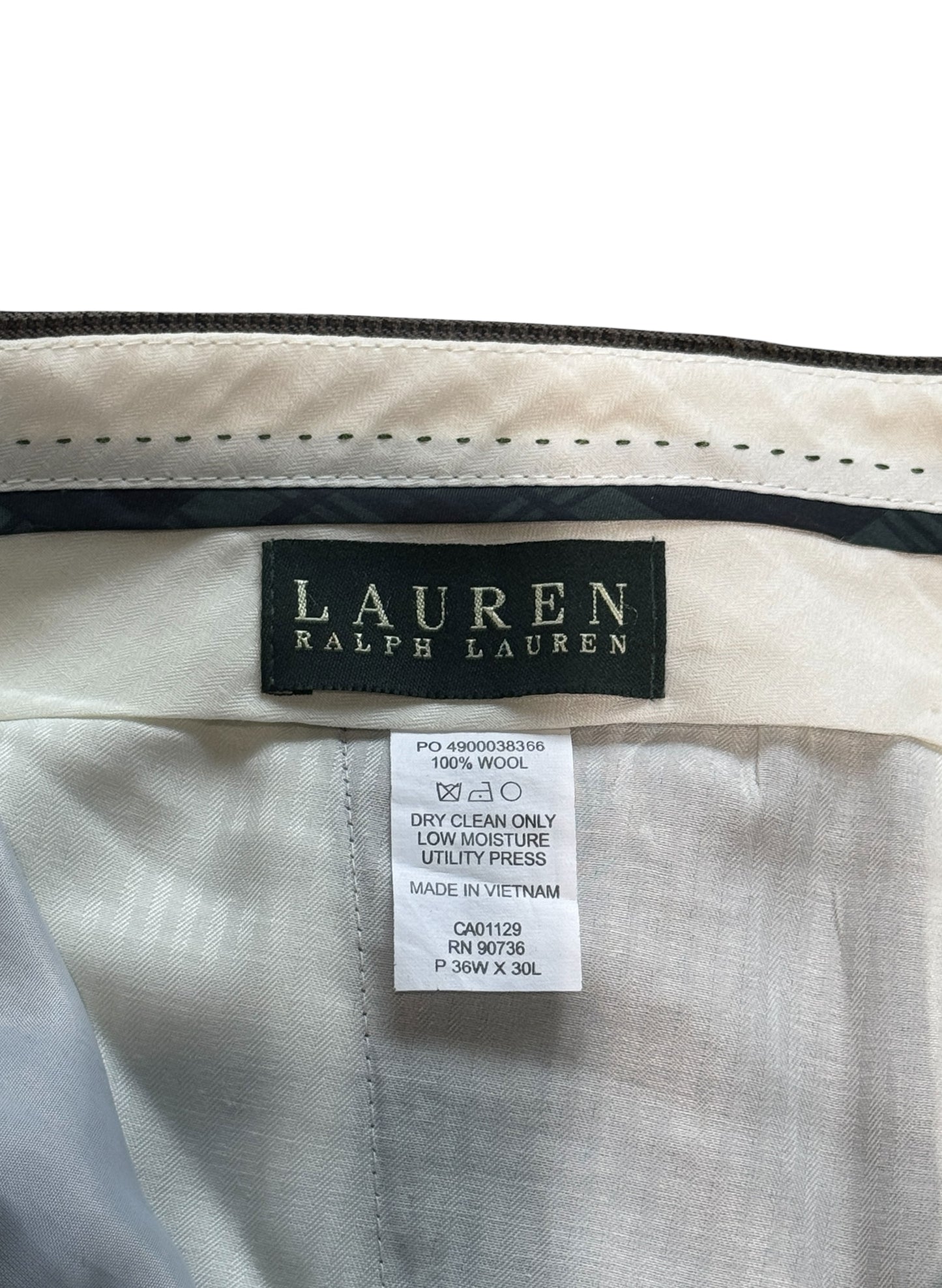 (SUP-529) LAUREN RALPH LAUREN HOUNDSTOOTH WOOL 2TUCK TROUSERS - W36