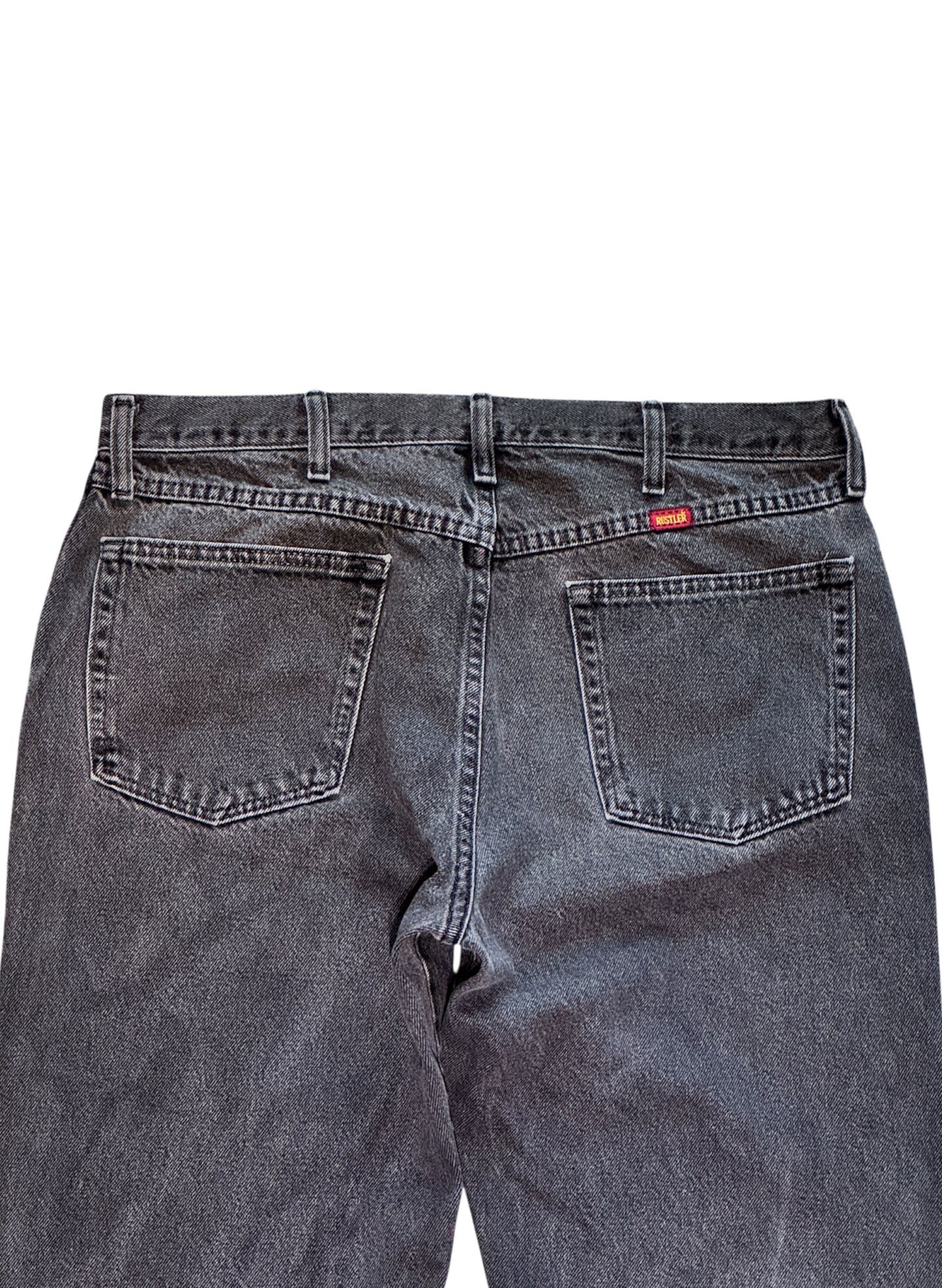 (SUP-461) RUSTLER BLACK FADE DENIM - W36 x L29 - MADE IN MEXICO