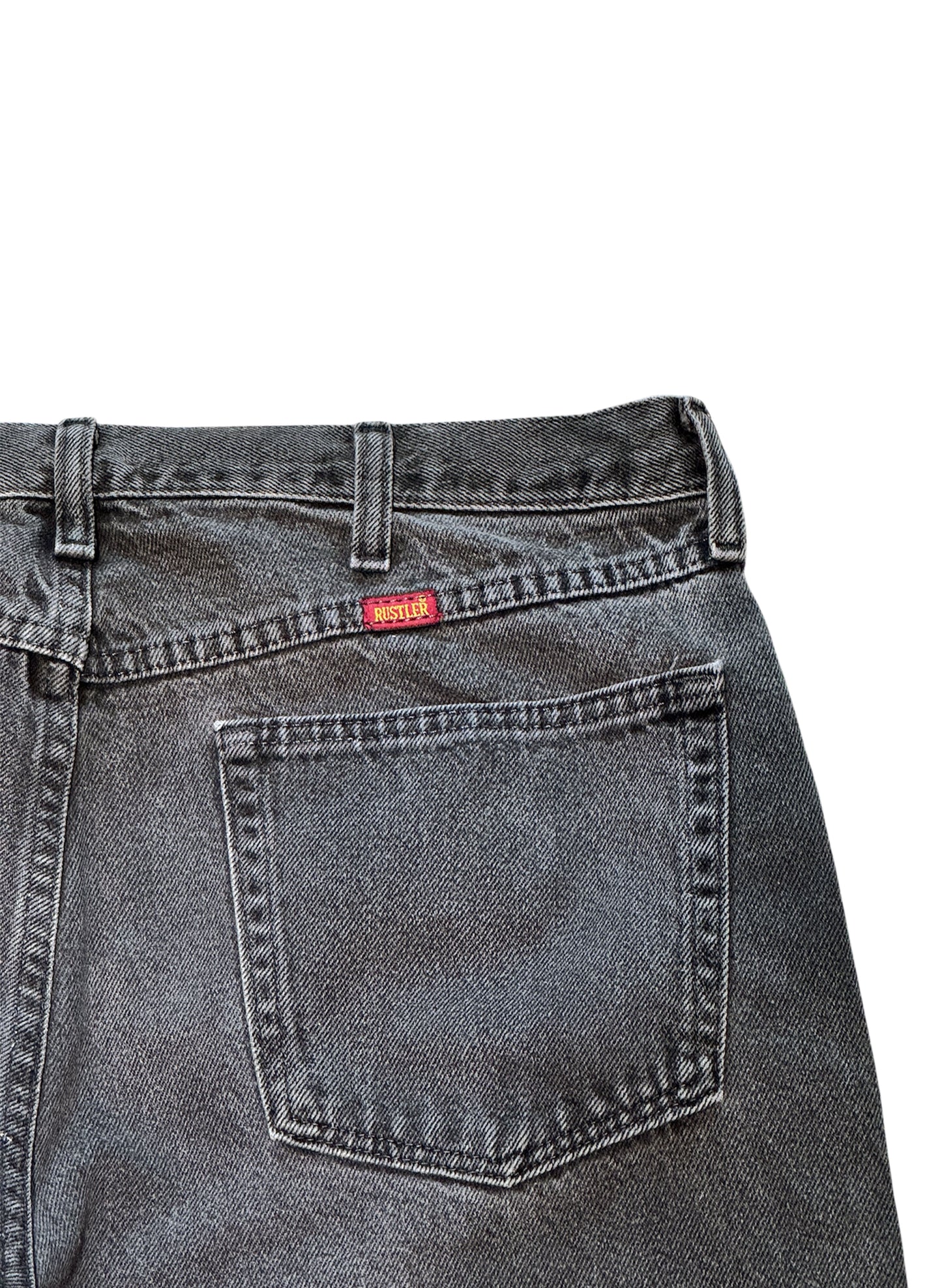 (SUP-461) RUSTLER BLACK FADE DENIM - W36 x L29 - MADE IN MEXICO