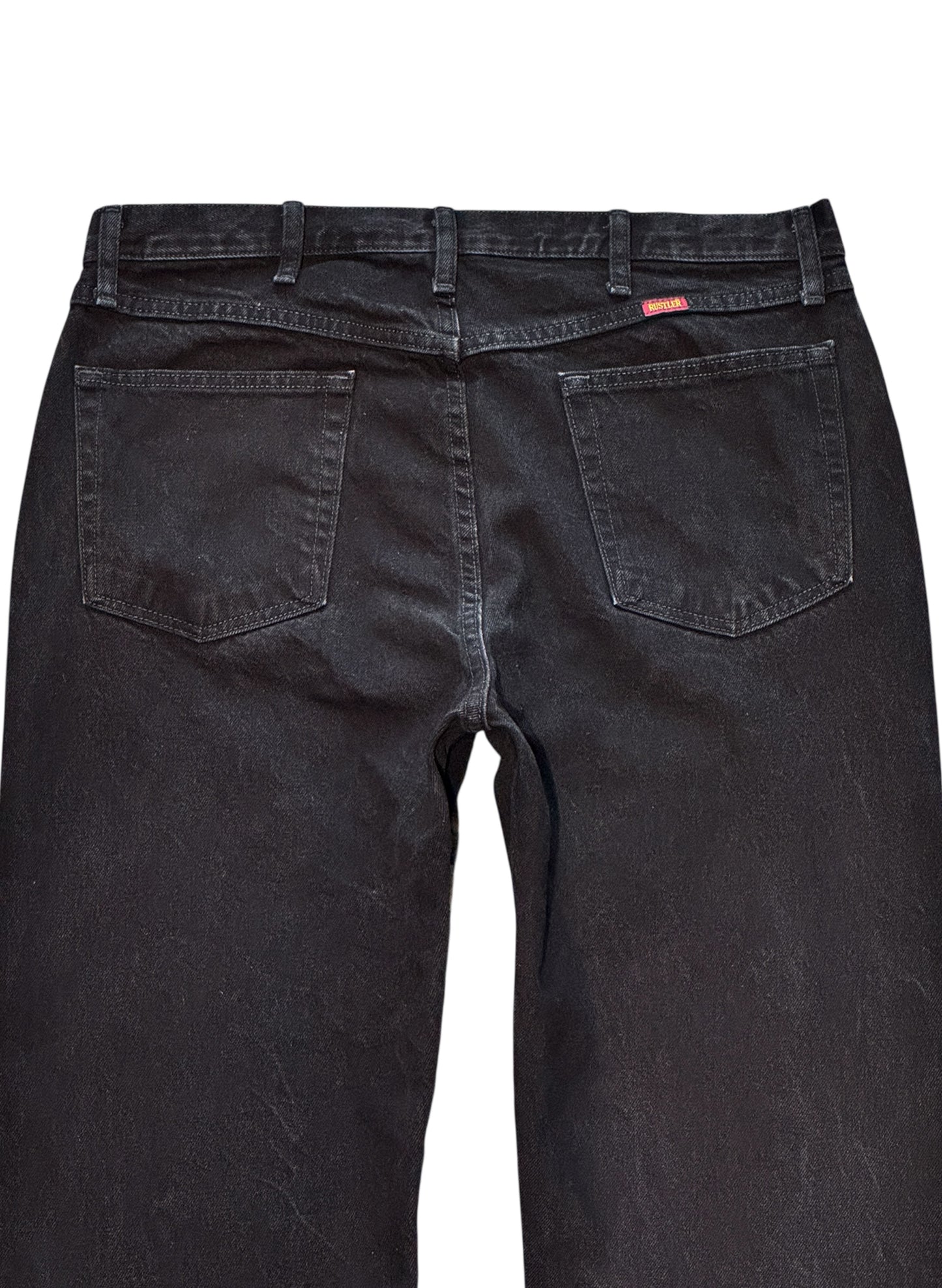 (SUP-492) RUSTLER BLACK DENIM - W36 x L30 - MADE IN NICARAGUA