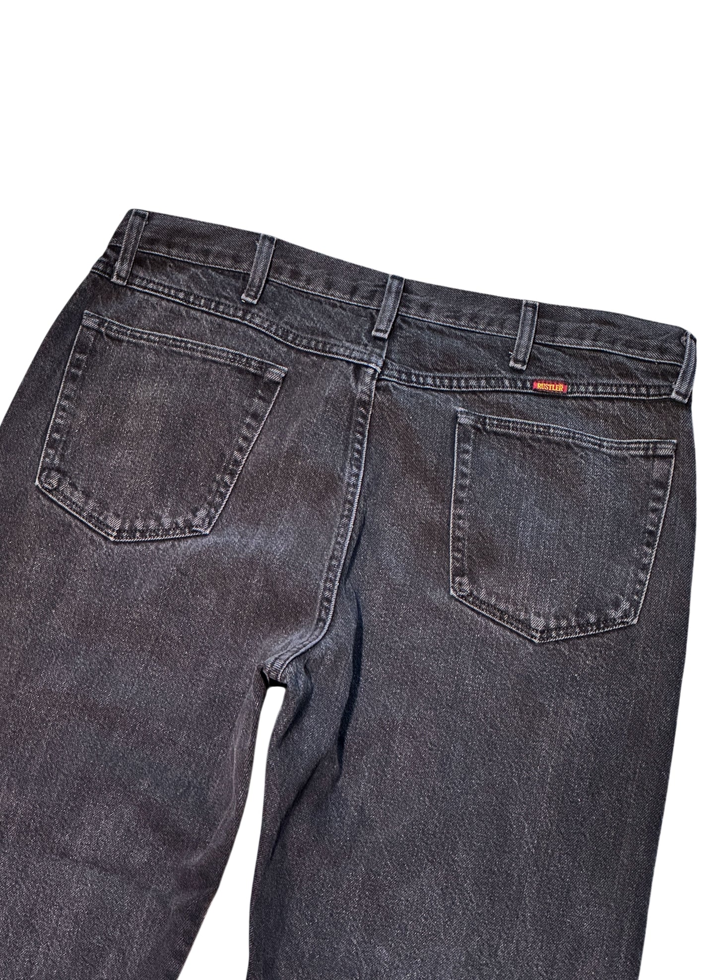 (SUP-493) RUSTLER BLACK FADE DENIM - W38 x L30 - MADE IN MEXICO