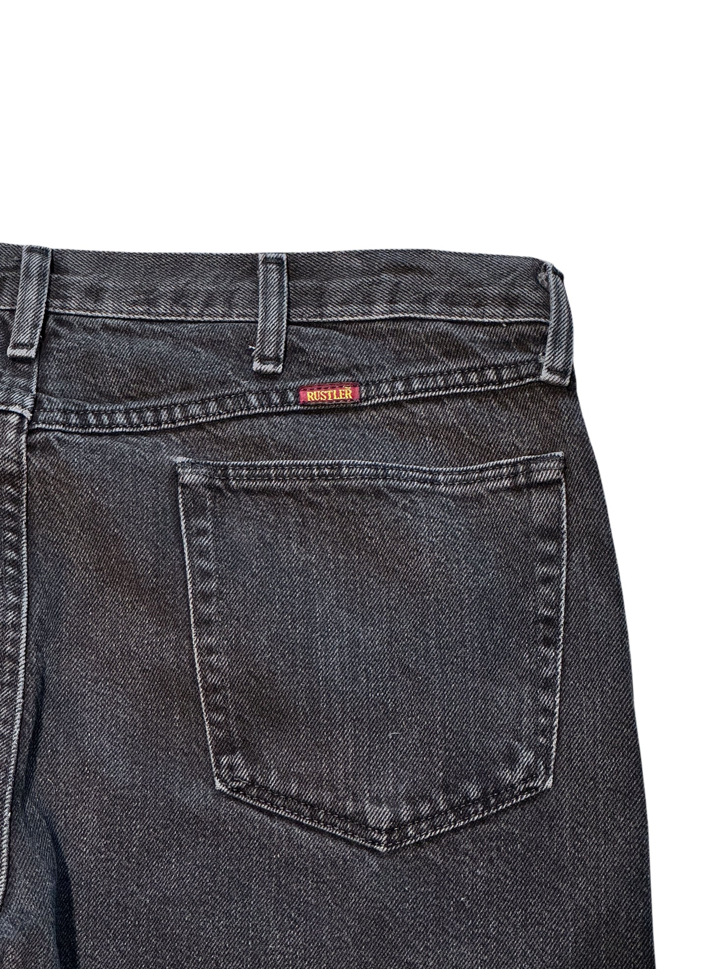 (SUP-493) RUSTLER BLACK FADE DENIM - W38 x L30 - MADE IN MEXICO