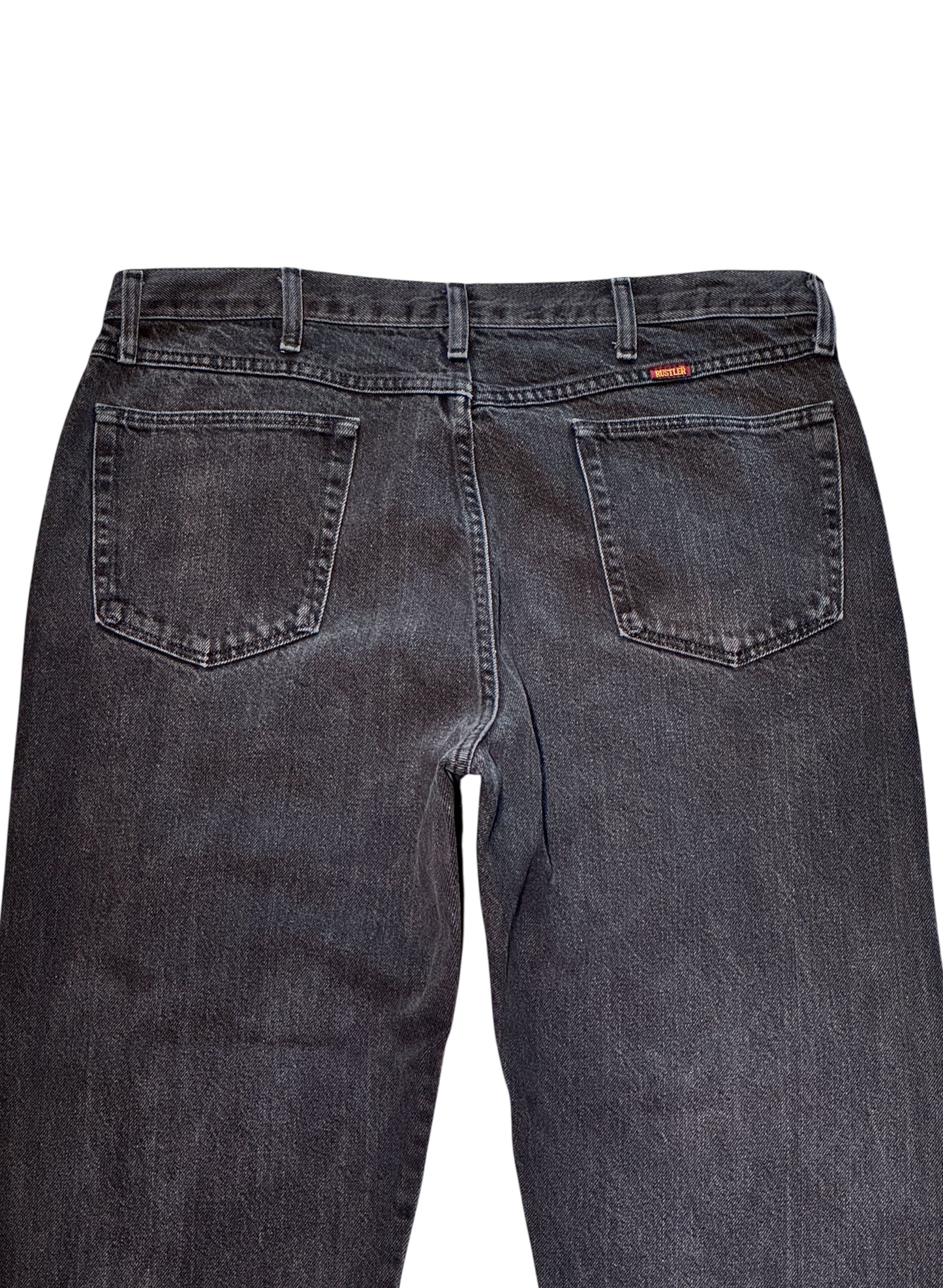 (SUP-493) RUSTLER BLACK FADE DENIM - W38 x L30 - MADE IN MEXICO