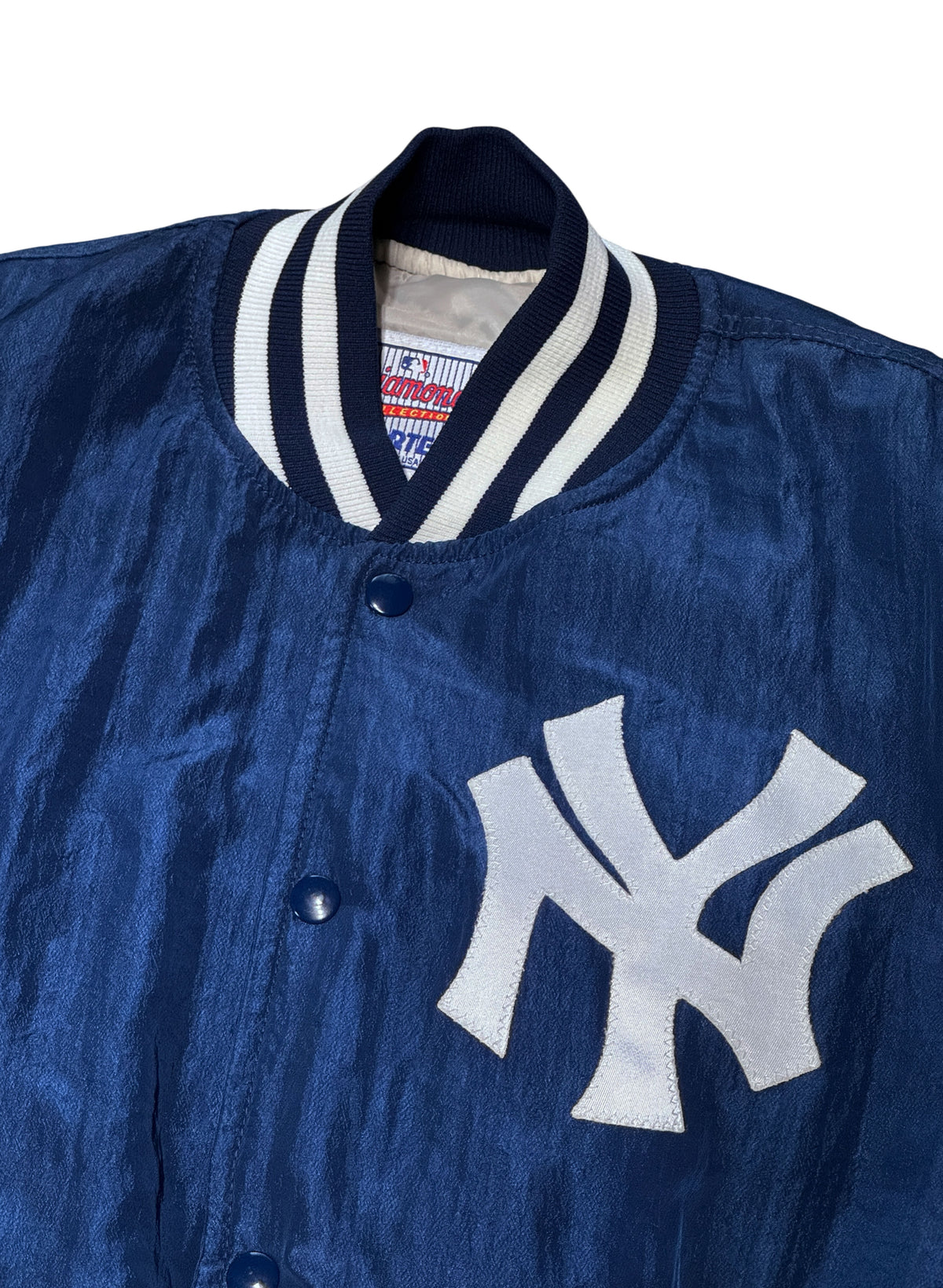 (SUP-865) STARTER NEW YORK YANKEES GLOSSY NYLON JACKET - M - MADE IN U.S.A.