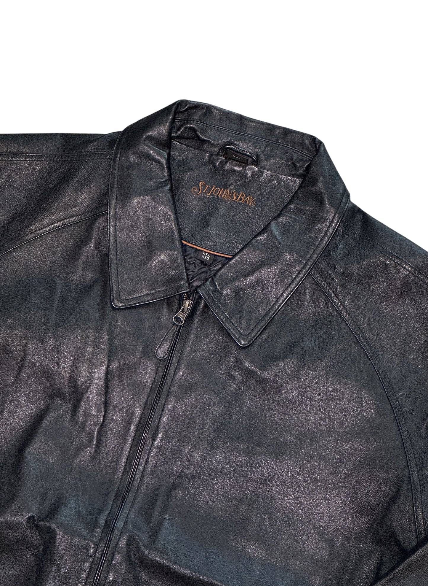 (SUP-525) St.JOHN'S BAY RAGLAN SLEEVE LEATHER ZIP UP JACKET