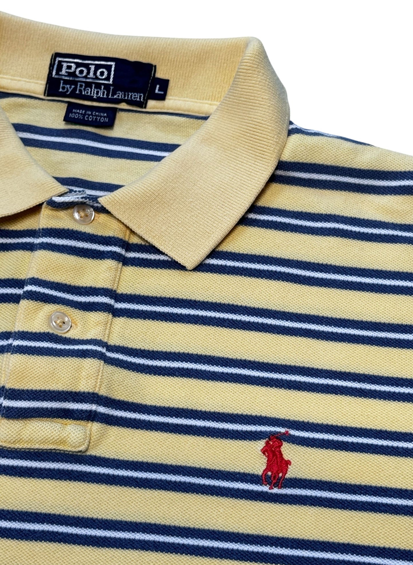(SUP-701) Polo Ralph Lauren BORDER POLO SHIRT - YELLOW/BLUE/WHITE